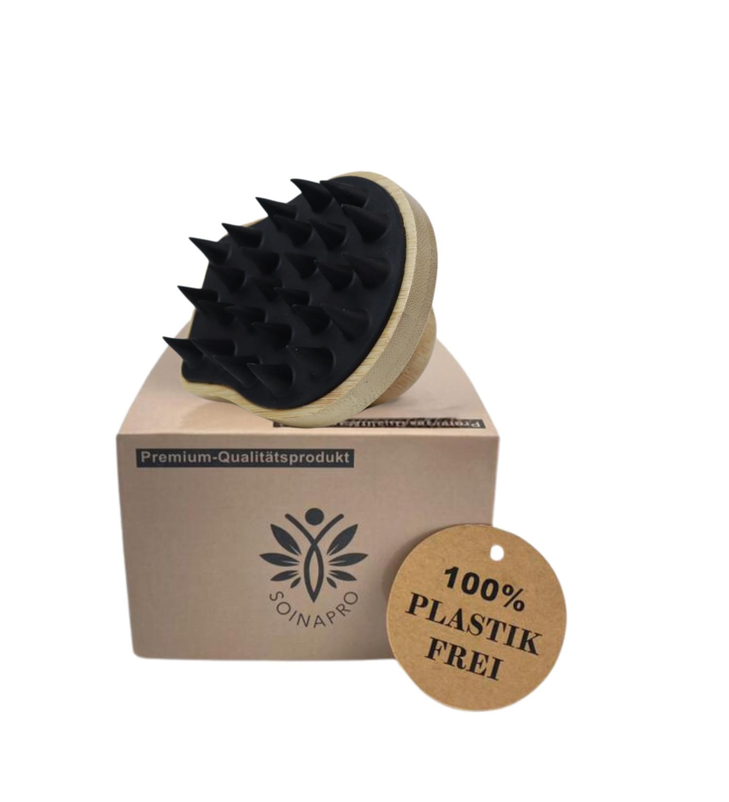 SOASINPRO Bamboo Scalp Massage Brush - Anti-Scales Shampoo Brush for Healthy Hair Growth & Relaxing Shower Massage - Black - Buy Online on GoSupps.com