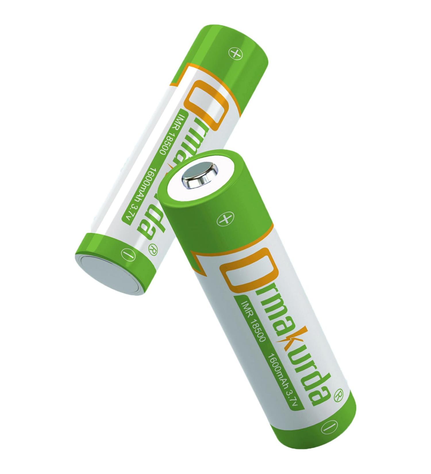 18500 Rechargeable Batteries - IMR 18500 1600mAh 3.7V Li-ion Button Top (2 Pack) for Flashlights & Solar Lights - Fast International Shipping - Buy Online on GoSupps.com