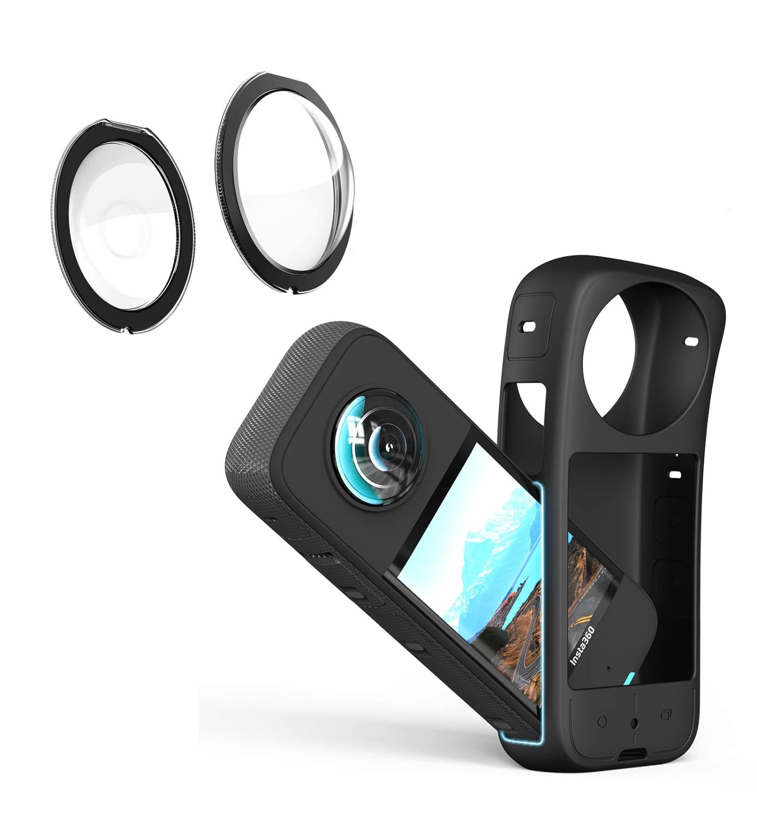 Insta360 X3 Silicone Protective Case + Lens Guards - Black | Anti-Scratch Body Cover & Waterproof Lens Protector by GAEKOL - Buy Online on GoSupps.com
