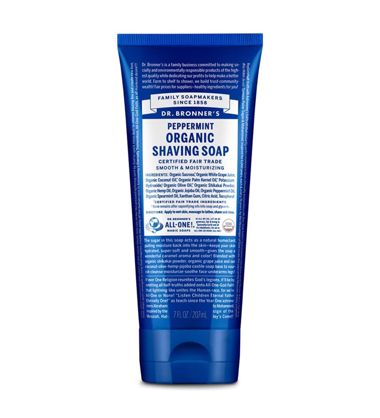 Dr. Bronner's Organic Peppermint Shaving Soap - 7 oz (Pack of 1) | Certified Organic, Sugar & Shikakai Powder, Soothes & Moisturizes for Close Shave on Face, Underarms & Legs - Buy Online on GoSupps.com