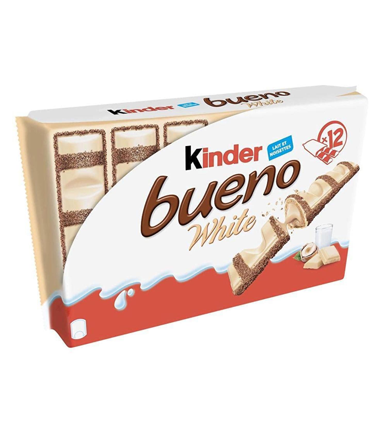 KINDER Bueno White lait et noisette - Le paquet de 12x2 barres. - Buy Online on GoSupps.com
