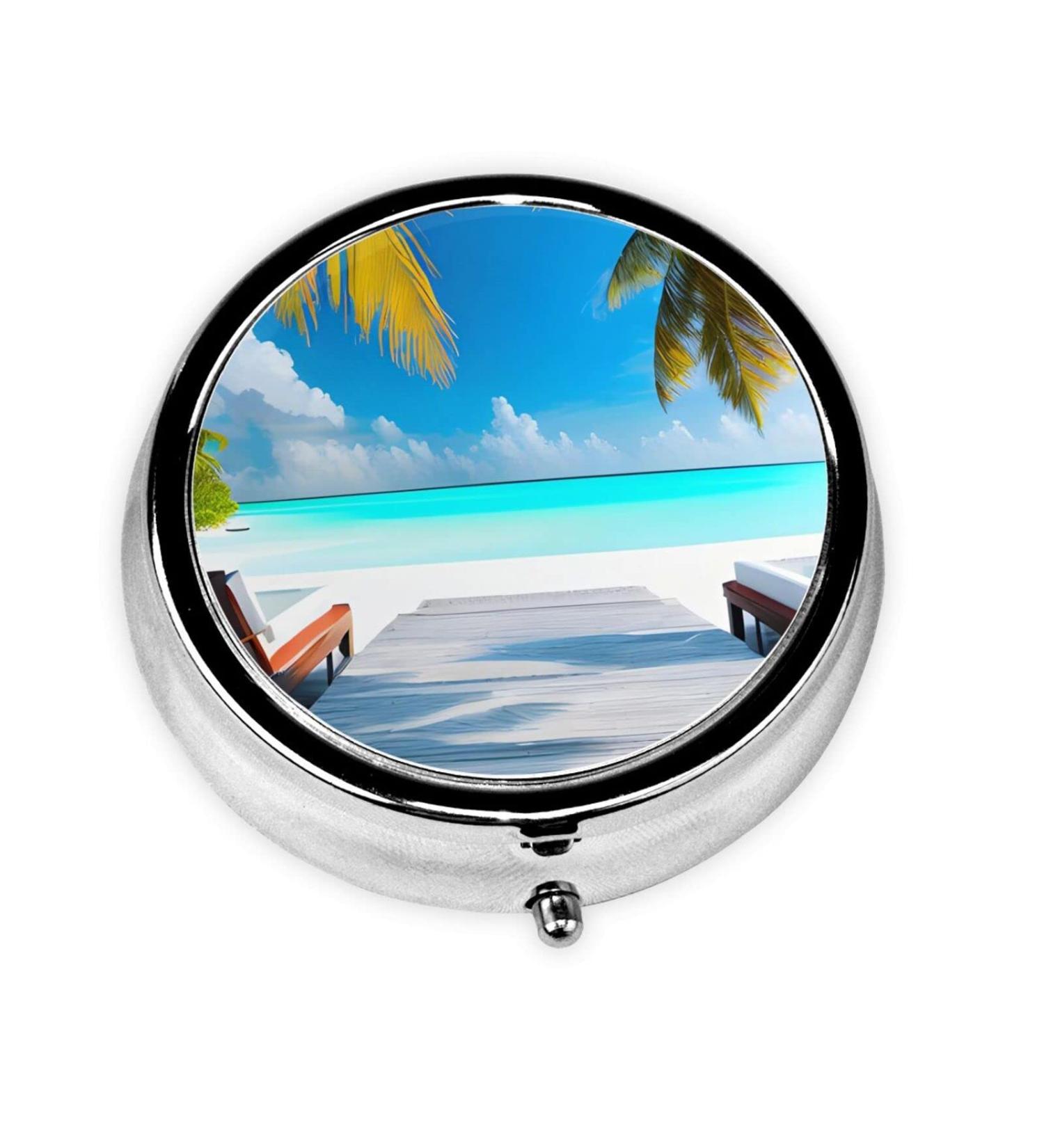 Maldives Holidays Round Pill Box | 3 Compartment Travel Organizer | Portable Pill Box for Travel - Buy Online on GoSupps.com