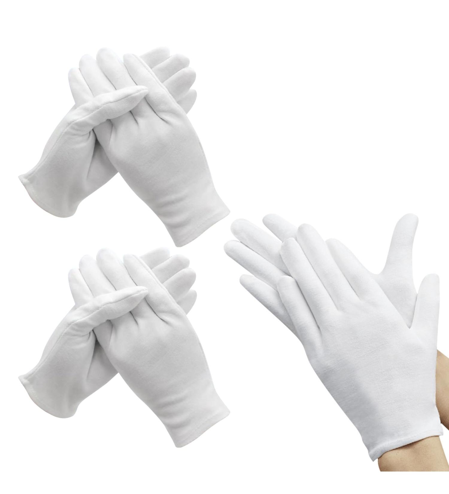 3 Pairs White Cotton Gloves for Eczema Moisturising Gloves for Dry Hands Washable Breathable White Gloves for Jewelry Inspection Daily Work Cosmetic Skin Spa Therapy - Buy Online on GoSupps.com