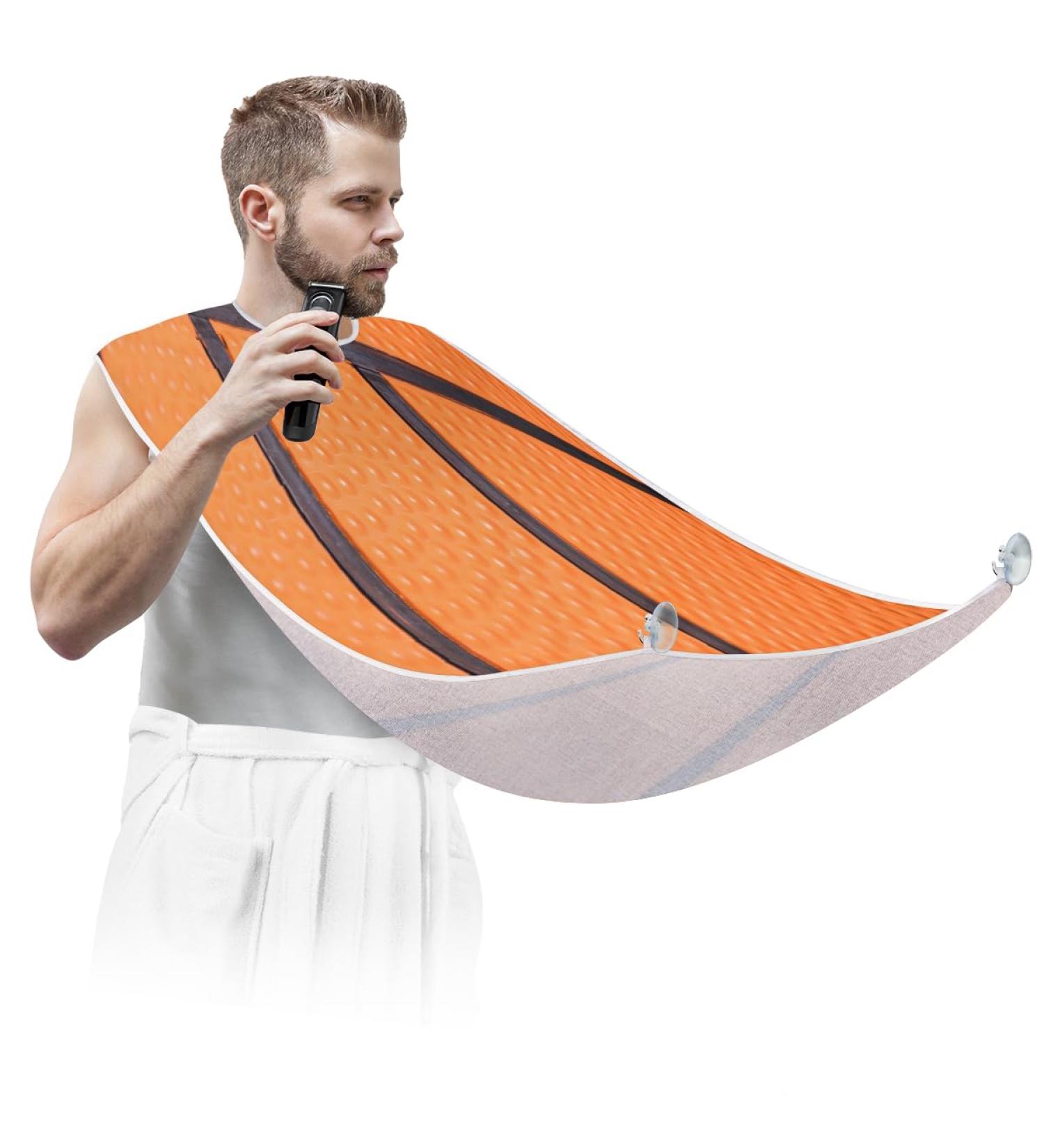 Basketball Texture Beard Bib Apron - Beard Hair Catcher for Men | Perfect Gift for Father's Day Anniversary & Christmas | Includes 2 Suction Cups - Buy Online on GoSupps.com