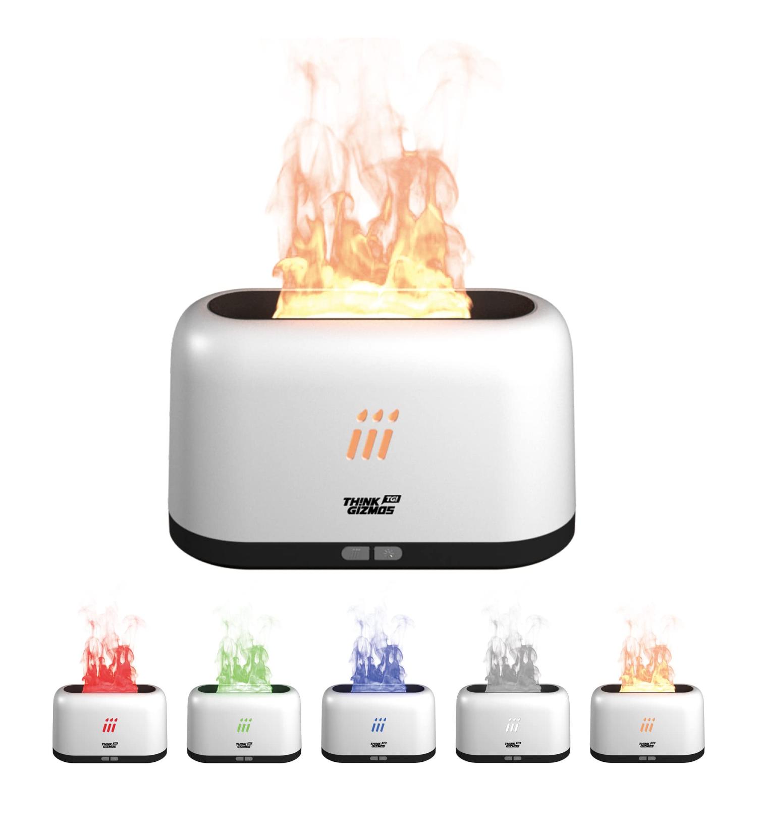 Think Gizmos 180ml Colour Changing Flame Humidifier Essential Oil Diffuser - Super Quiet & Portable - Ideal for Home, Office, Yoga, Spa - 10hr Run-Time - White - Buy Online on GoSupps.com