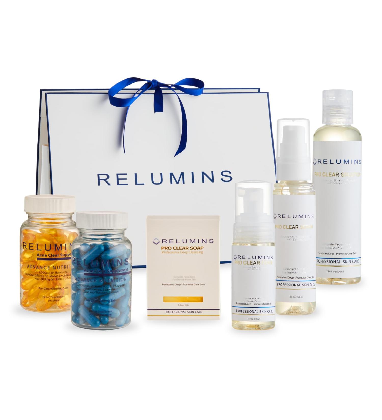 Relumins Pro Clear 5-Step Defense Self-Care Complete Set Oral Capsules Cleansing Soap Foam Wash Toner & Serum - Deep Refresh Hydration Smooth Texture Radiant Glow Skincare Routine Gift for Women - Buy Online on GoSupps.com