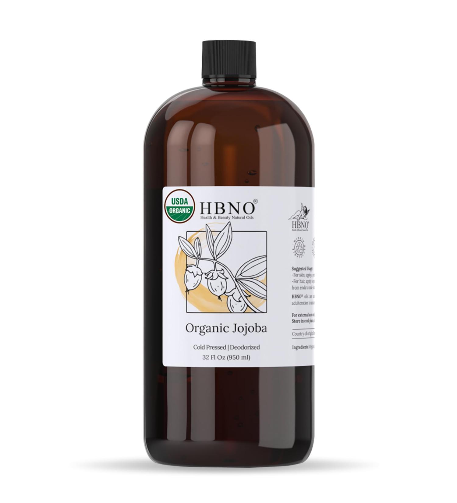 HBNO Organic Jojoba Oil - 32 oz (950ml) Value Size - Ideal for Shampoos Conditioners Massage Blends Face wash Lotions and Skin Care Products. Organic Jojoba 32 Fl Oz (Pack of 1) - Buy Online on GoSupps.com