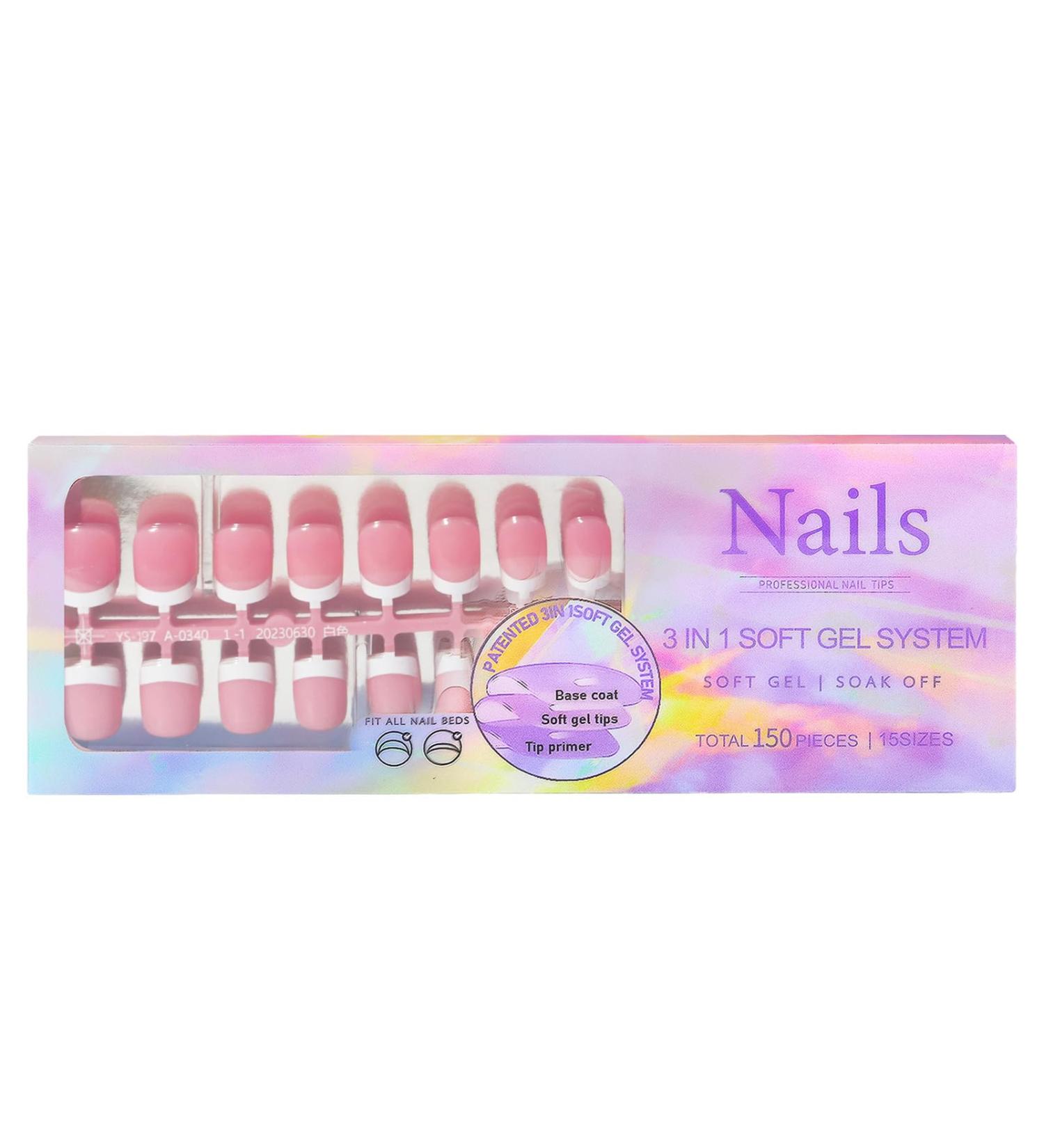 Fake Nails with White Tips Artificial Full French Nails for Women - Makeup Supplies for Gathering Wedding Dating Home Traveling Skoulazeo 03 - Buy Online on GoSupps.com