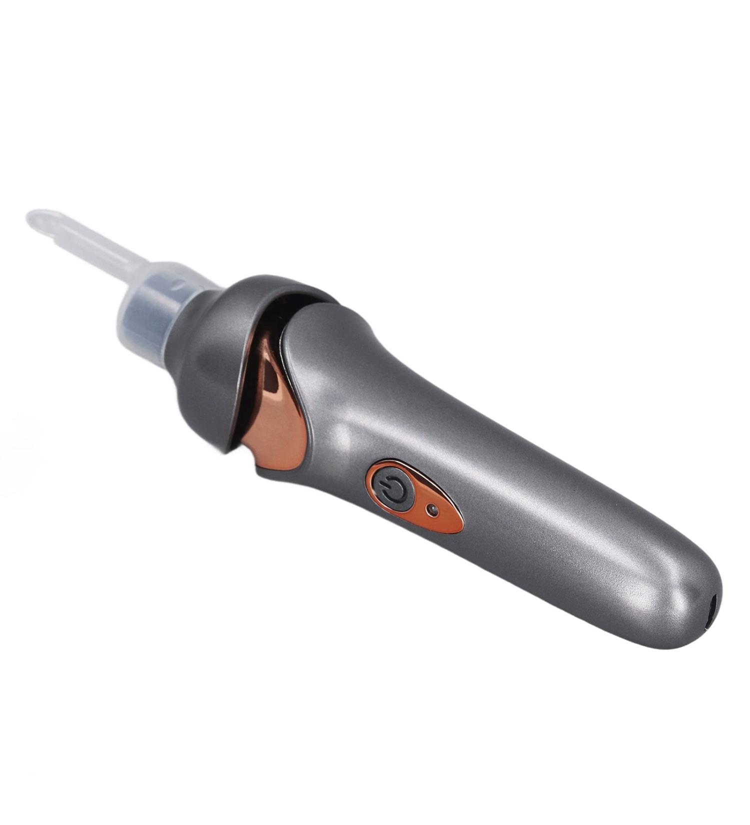 Portable Rechargeable Electric Ear Wax Cleaner - Low Noise Soft Tip Vacuum - LED Ear Wax Remover for Home Use in Black - Buy Online on GoSupps.com