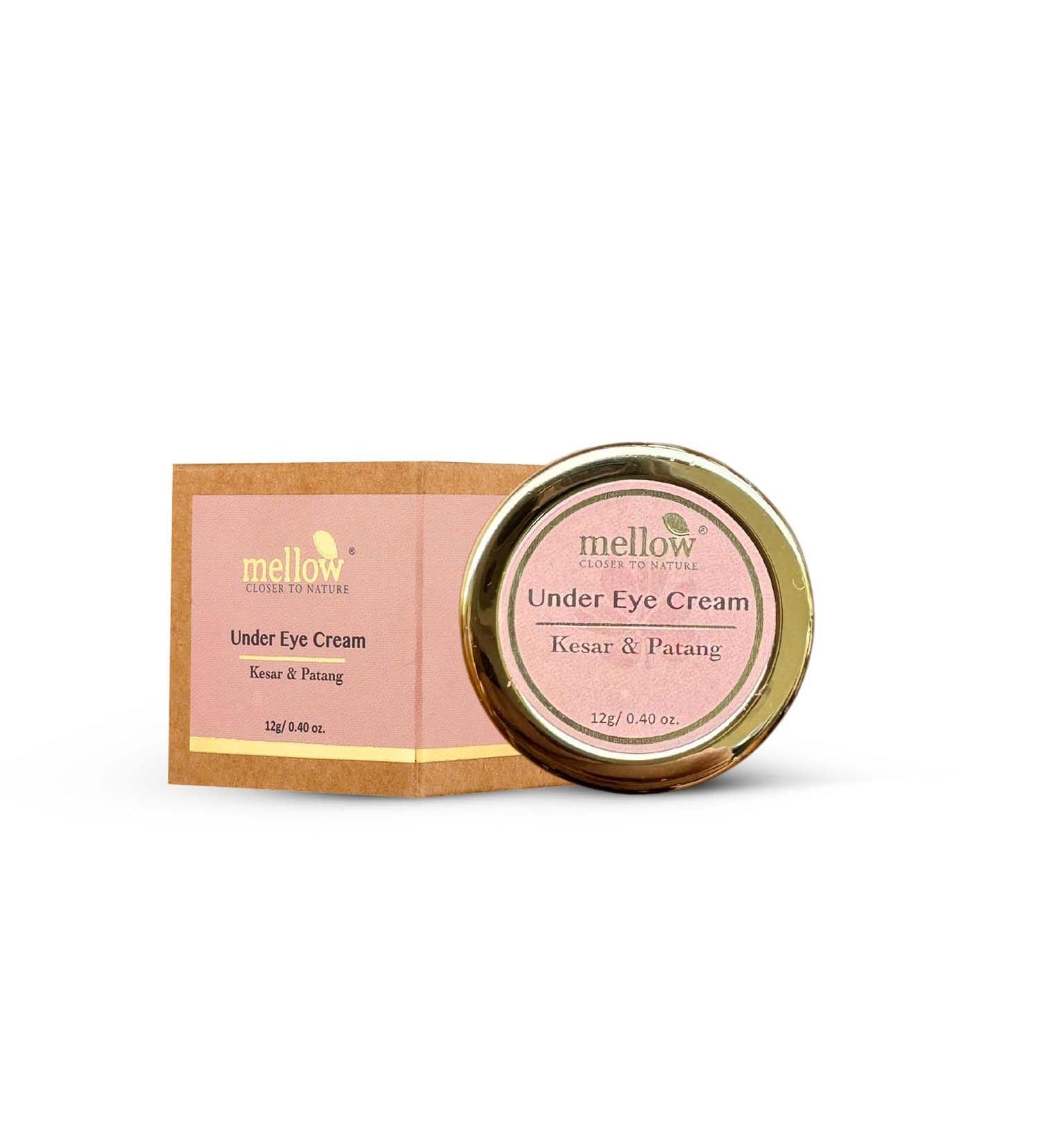 Mellow Herbals Ayurvedic Under Eye Cream - Dark Circles & Puffiness Relief | Kesar Patang & Kukumadi Oil | GMO Paraben & Silicone Free | Ayush Certified - 12Gm - Buy Online on GoSupps.com