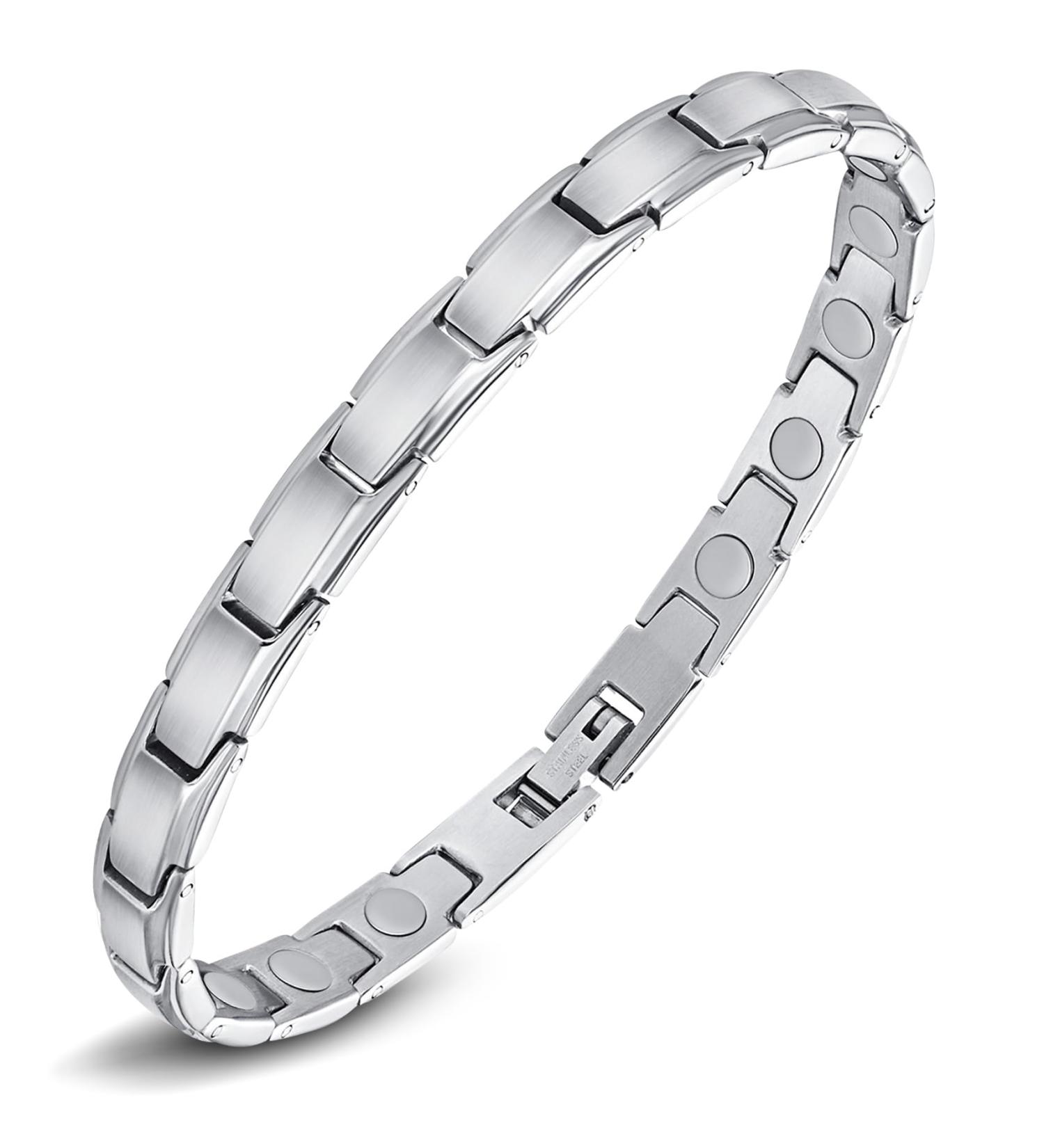 Jeracol Titanstahl Magnetic Hard Band for Women | Adjustable 3500 Gauss Magnetic Bracelet with Distance Tools | Silver Jewelry - Buy Online on GoSupps.com