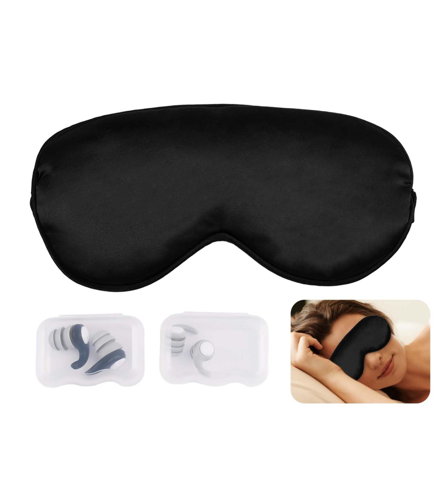 3 Pcs Silk Eye Mask Set with Ear Plugs | Organic Natural Silk Noise Cancelling | Soft & Breathable Blackout Eye Mask for Sleep - Buy Online on GoSupps.com