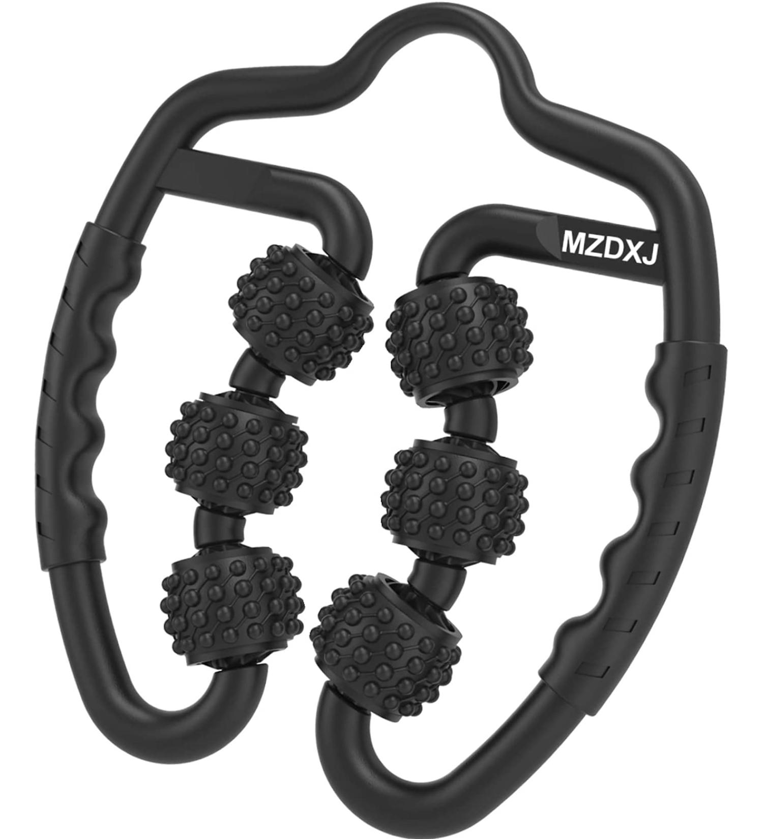 Six-Wheel Fascia Muscle Roller | Cellulite Massage Roller for Muscle Soreness Relief | Thigh, Calf, Arm, Shoulder | Deep Tissue Massage Roller - Black - Buy Online on GoSupps.com