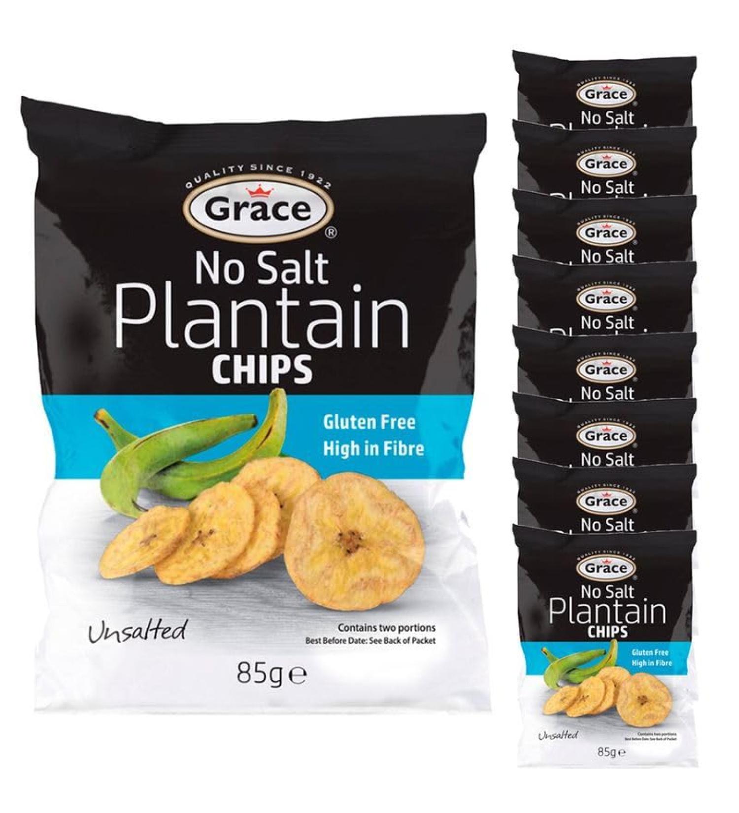 9 x 85g Unsalted Plantain Chips Banana Crisps Natural Lunch Snack Gluten Free