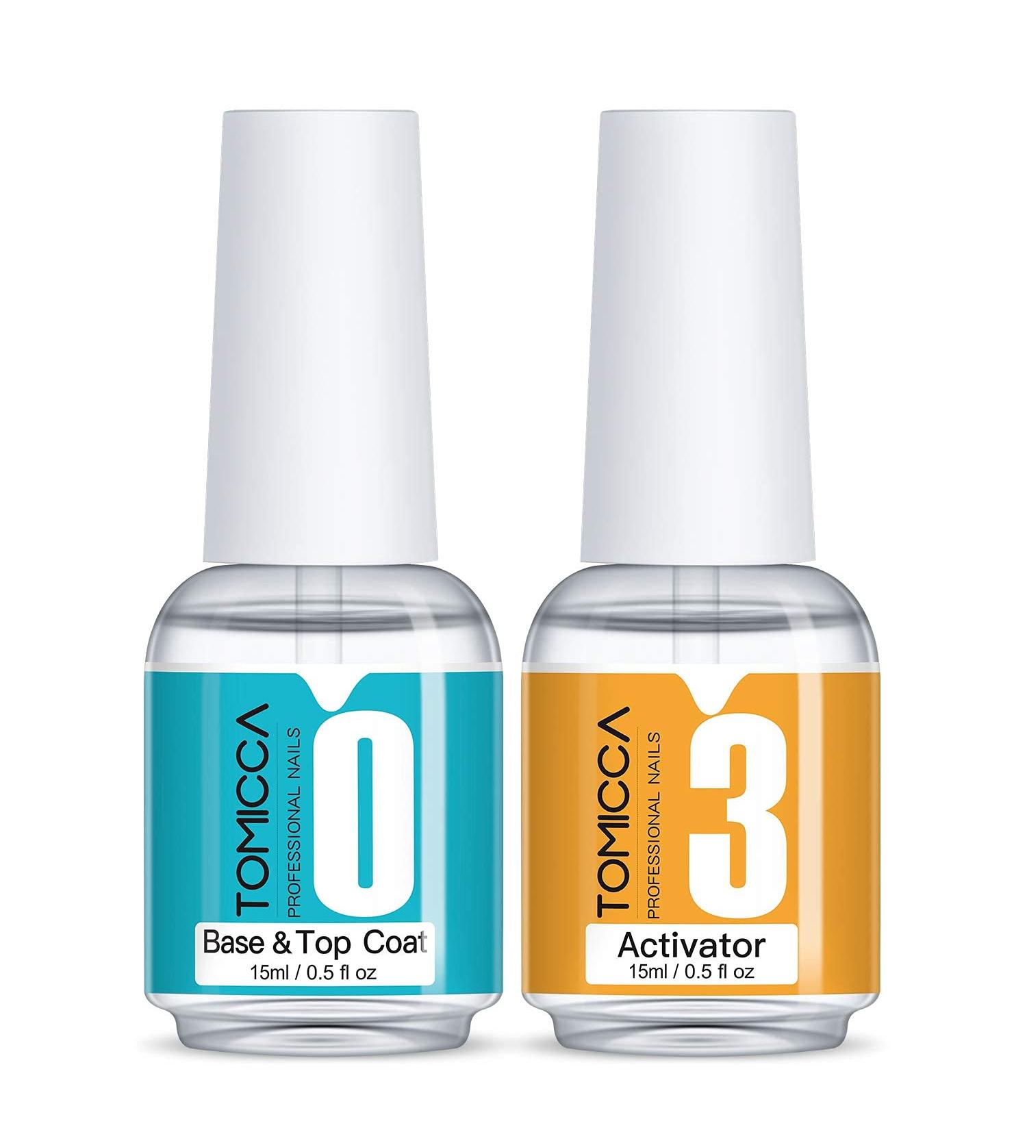 TOMICCA Dip Powder System Starter Kit - 2x15ml Dipping Top & Base Coat with Activator | No UV/LED Dip Manicure Set | Large Capacity Liquid Set for Nail Polish - Buy Online on GoSupps.com