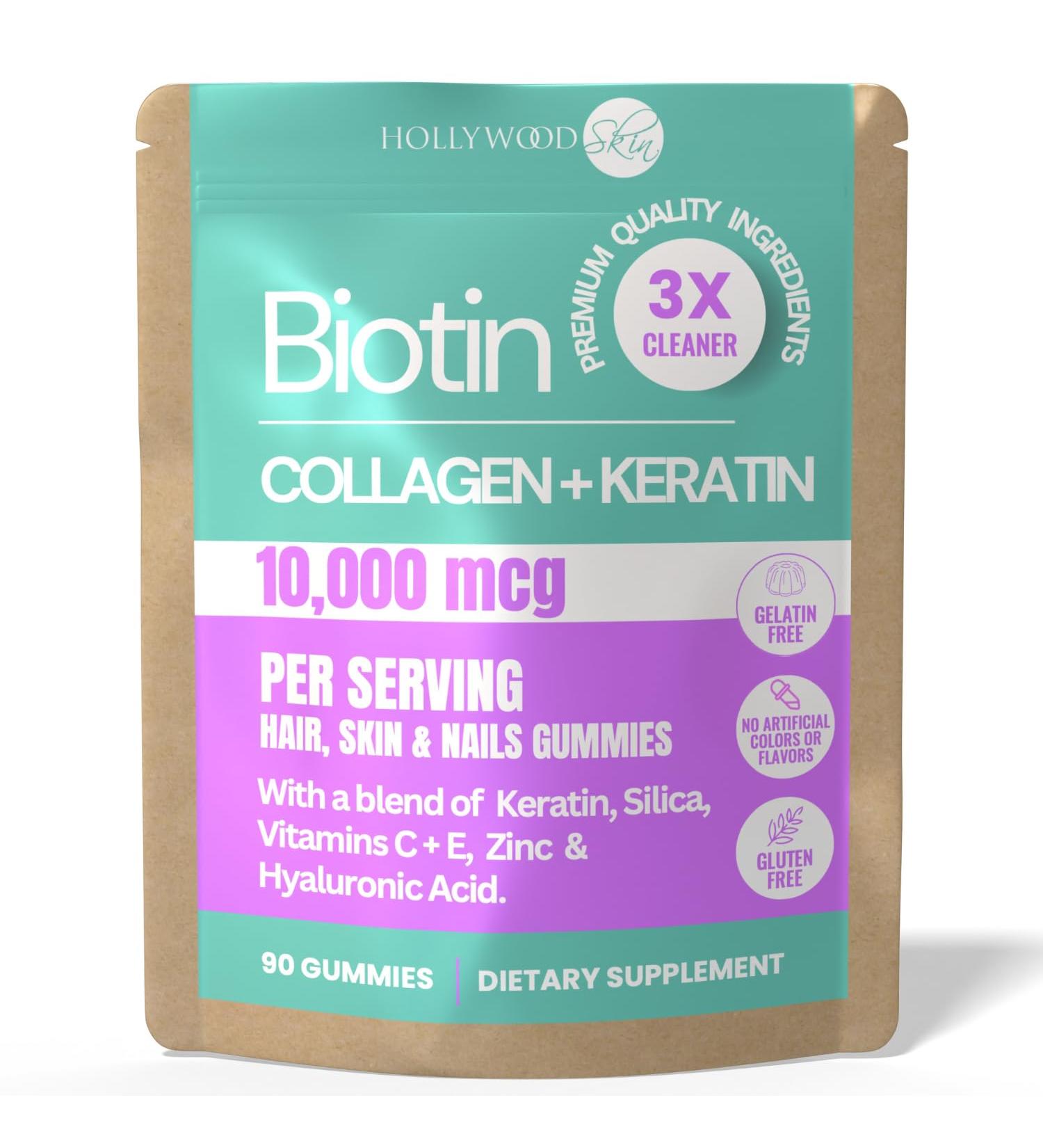 2X Stronger Hair Growth & Nail Strength Gummies 10 000 mcg Biotin 1500 mg Collagen & 300mg Keratin Thicker Fuller Hair Stronger Nails Radiant Skin Clinically Proven in 30 Days. - Buy Online on GoSupps.com