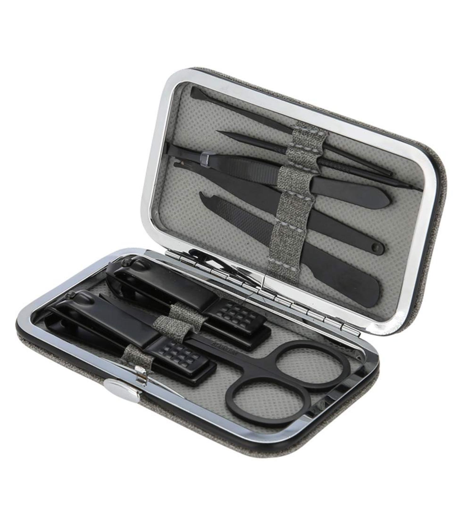 Fingernail Scissors 2 Color 8 in 1 Mini Nail Kit Travel Manicure Kit Stainless Steel Nail Clippers Set Nail File Nail Manicure Kit (Black) - Buy Online on GoSupps.com