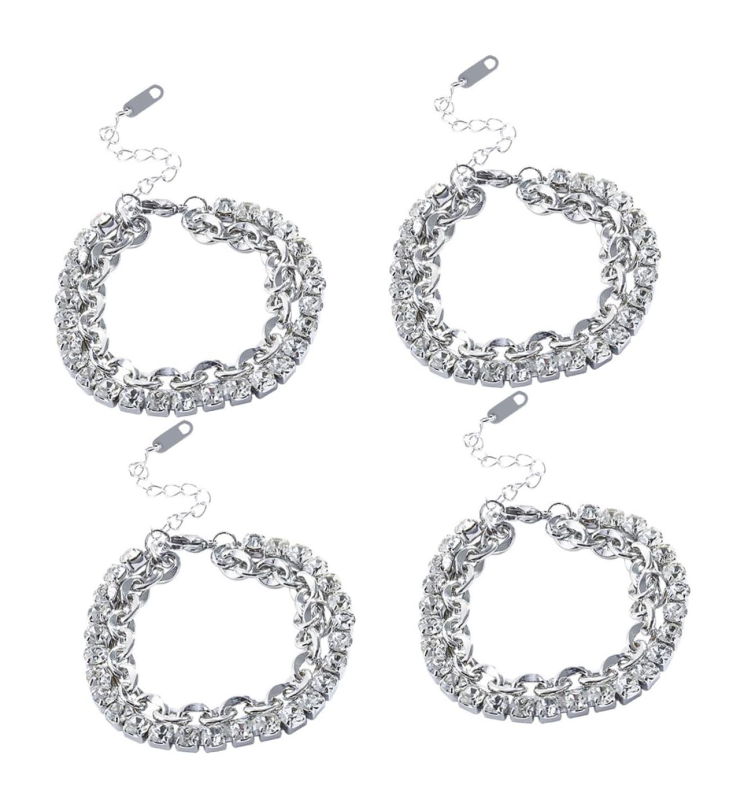 PACKOVE 4pcs Rhinestone Bracelet Charm Bracelets for Girls Bracelet for Charms Girls Bracelet Link Charm Bracelet Delicate Bracelet Personalized Bracelet Alloy Wrist Miss Jewelry - Buy Online on GoSupps.com