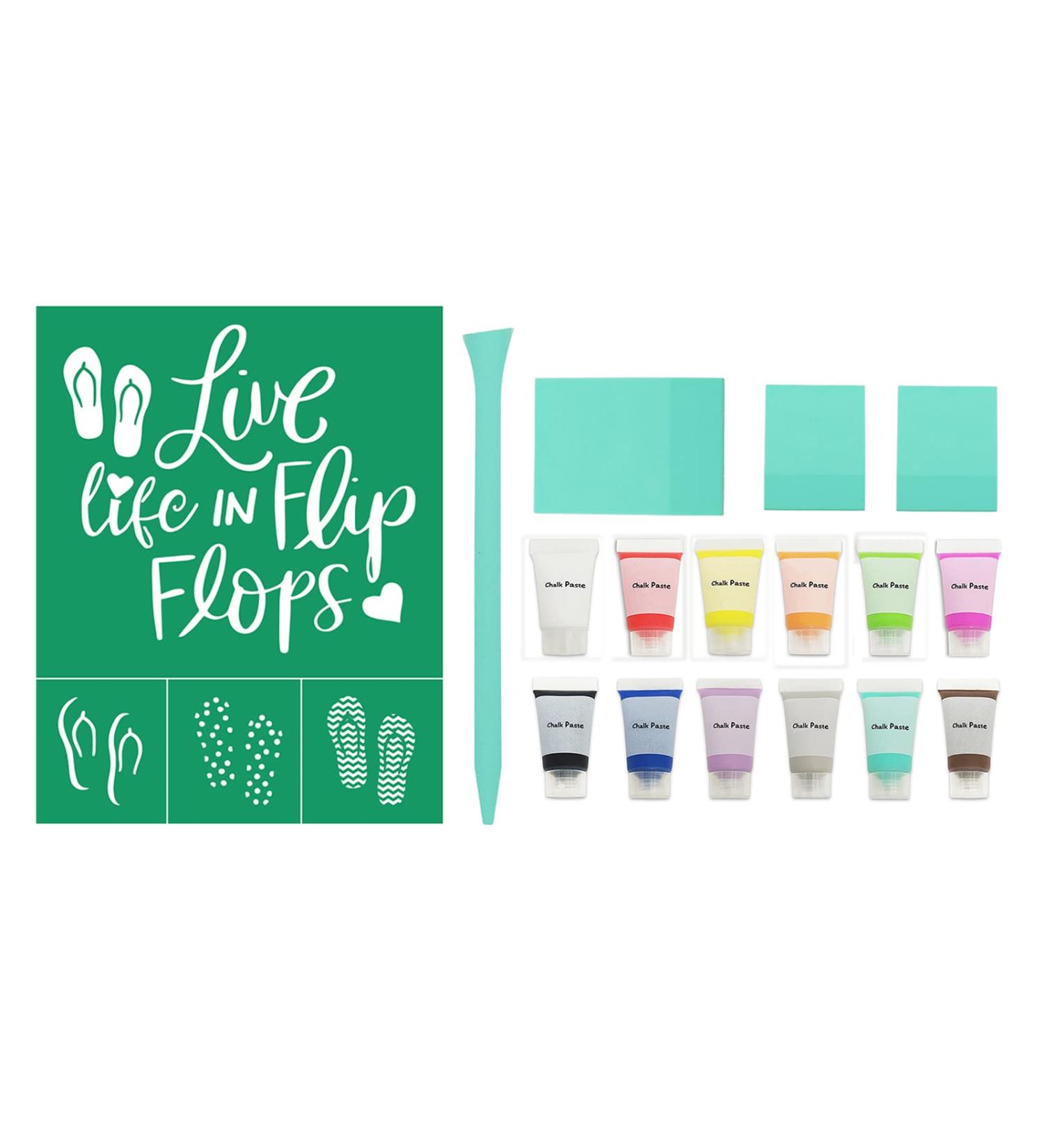 GAGA 17 PCS Summer Theme Self-Adhesive Silk Screen Stencils Flip Flops Pattern | Chalk Paste Paint Starter Kit | Reusable Silkscreen Transfers for Wood Home Decor - Buy Online on GoSupps.com