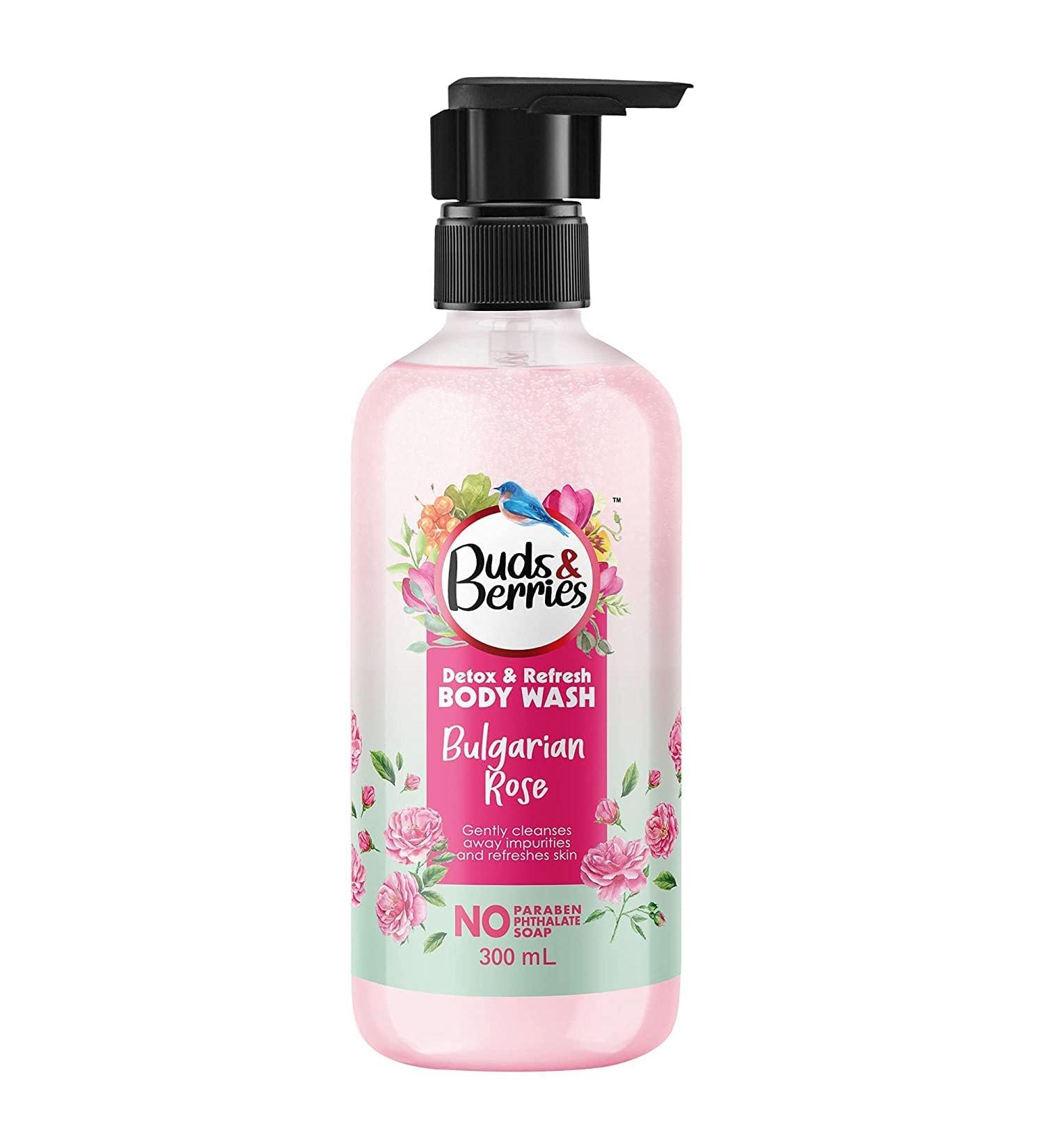 Buds & Berries Detox & Refresh Bulgarian Rose Body Wash - Paraben-Free & Soap-Free Shower Gel 300ml - International Shipping Available - Buy Online on GoSupps.com