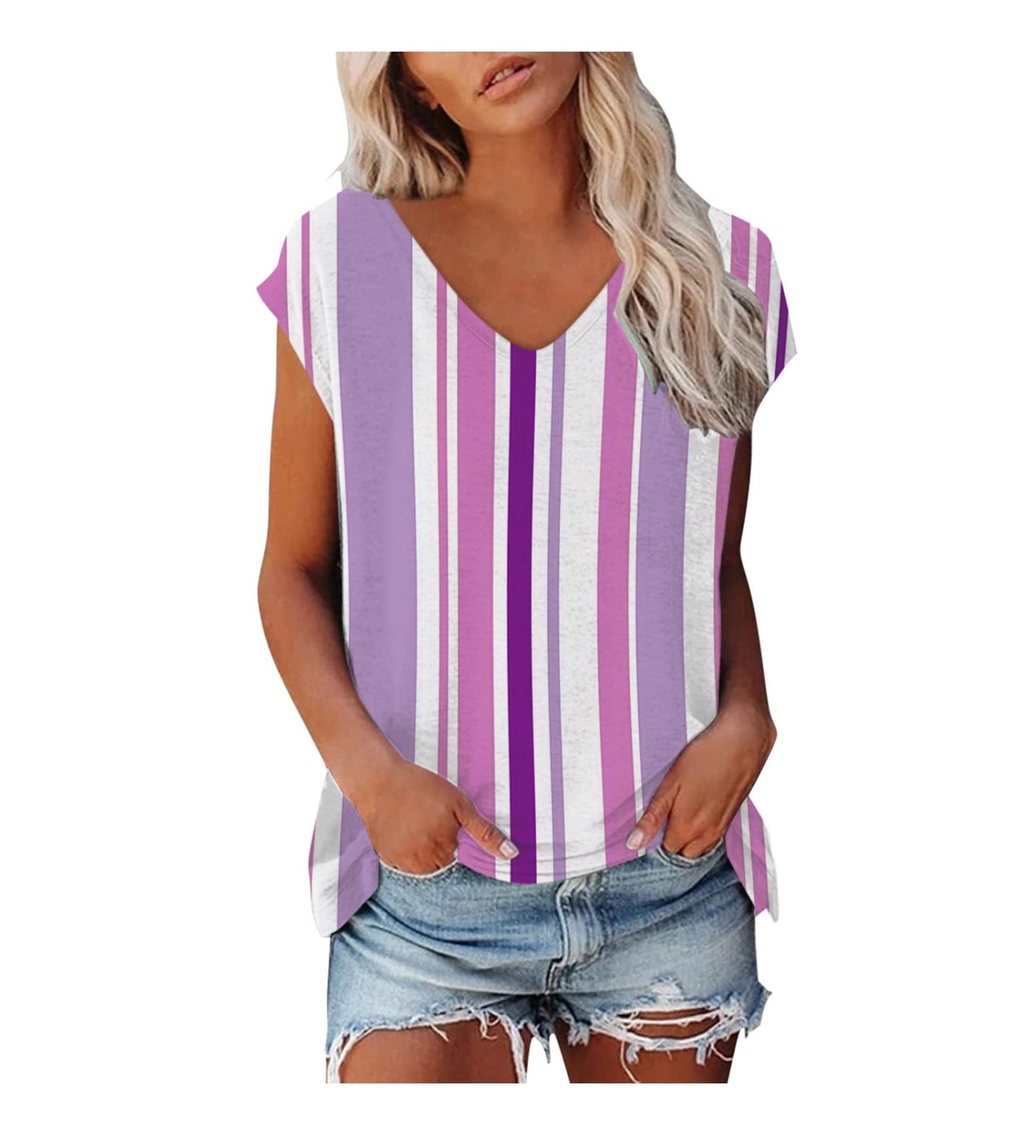 Short Sleeve T Shirts Clothing Woman T-Shirt Casual Black Clothing Top Women's Floral Pattern for Women Crop Tops Shirt Shirts Top Women's Summer Tank Top 2-purple XXL - Buy Online on GoSupps.com