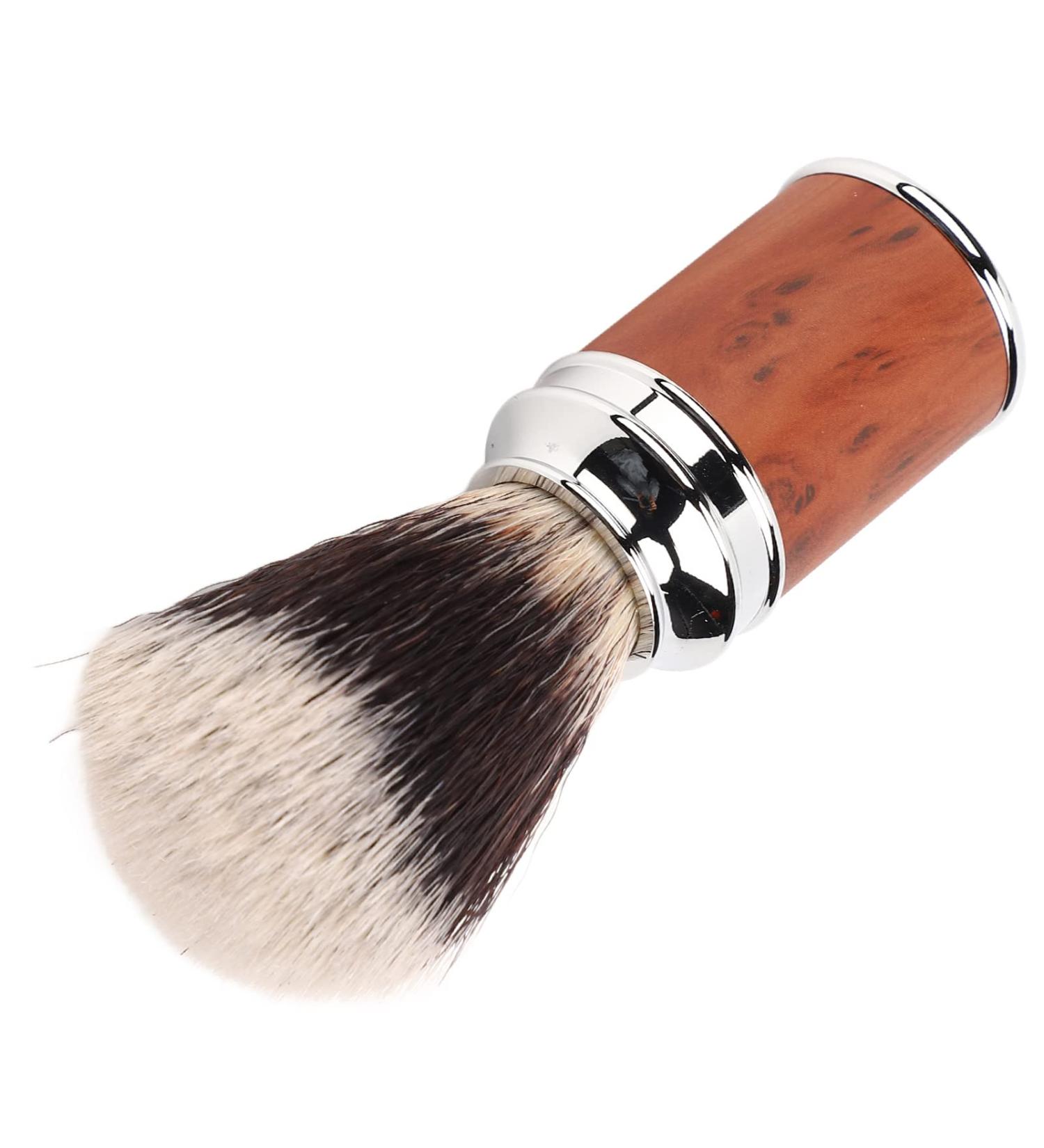 Premium Soft Nylon Shaving Brush with Ergonomic Handle - Perfect for Home & Salon Use Wood & Aluminum Alloy Design - Buy Online on GoSupps.com