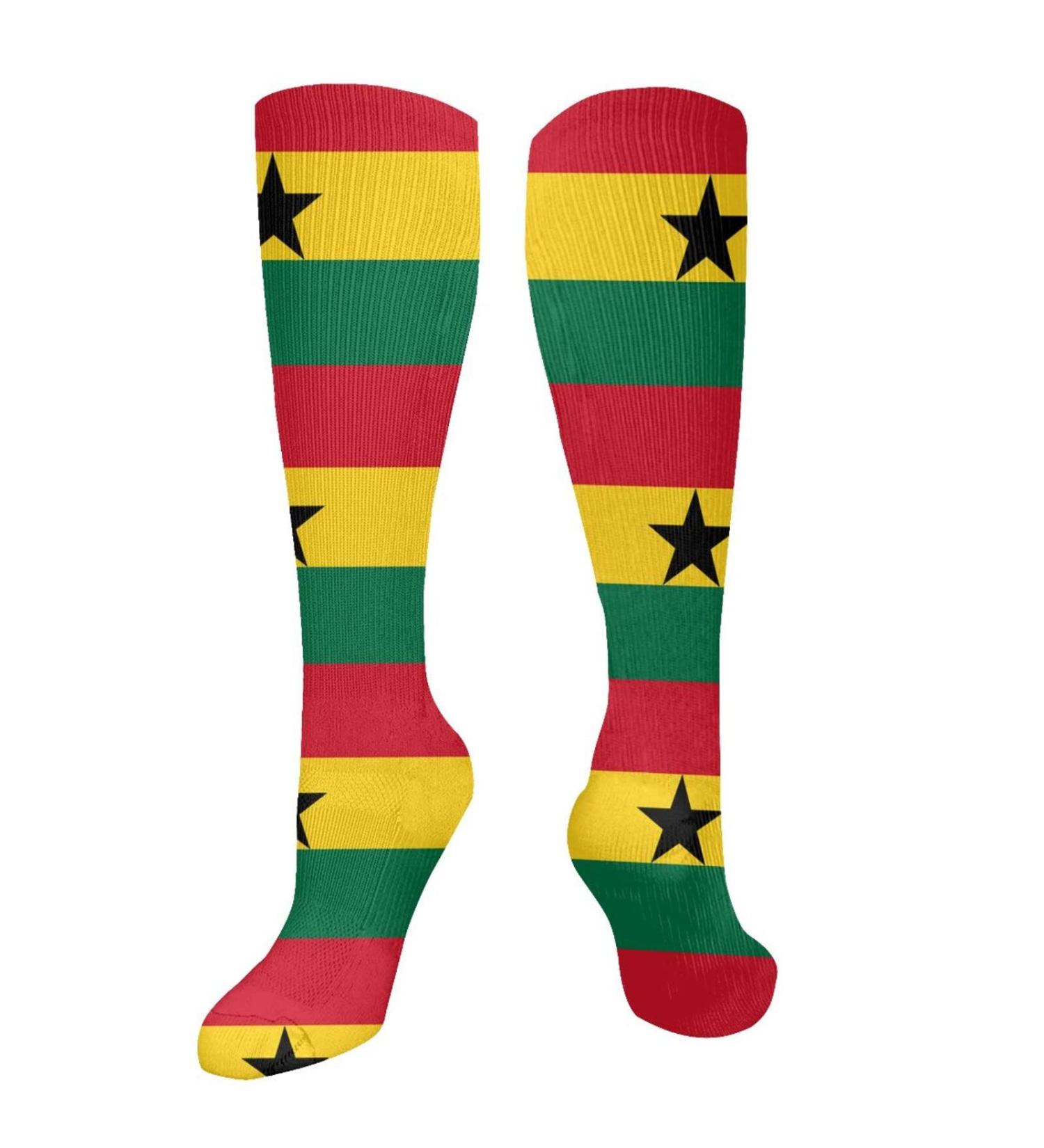 Ghana Flag Compression Socks for Men & Women - 15-20 mmHg Circulation Support for Running & Cycling - Buy Online on GoSupps.com