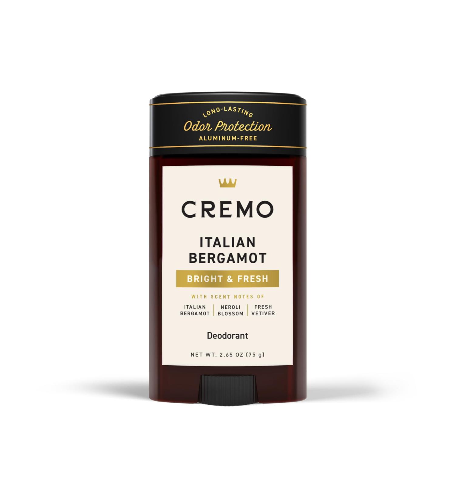 Cremo Italian Bergamot Deodorant for Men 48-hour Odor Protection 2.65oz - Buy Online on GoSupps.com