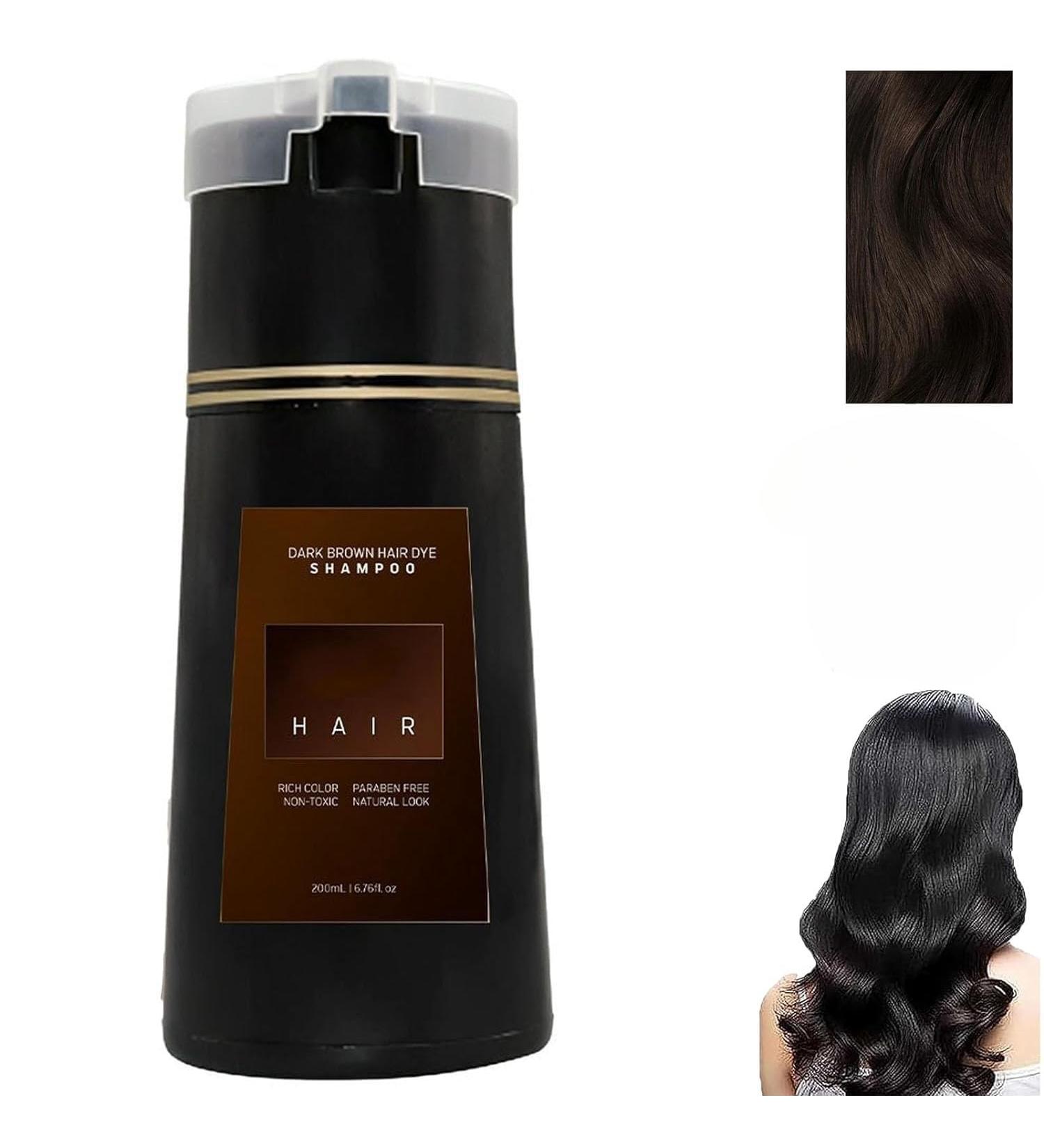 Hair Coloring Shampoo Long-lasting Hair Coloring Shampoo Brown Hair Coloring Shampoo Quick and Easy Safe and Long-lasting Coloring Hair Dye Suitable for Men and Women Dark Brown - Buy Online on GoSupps.com