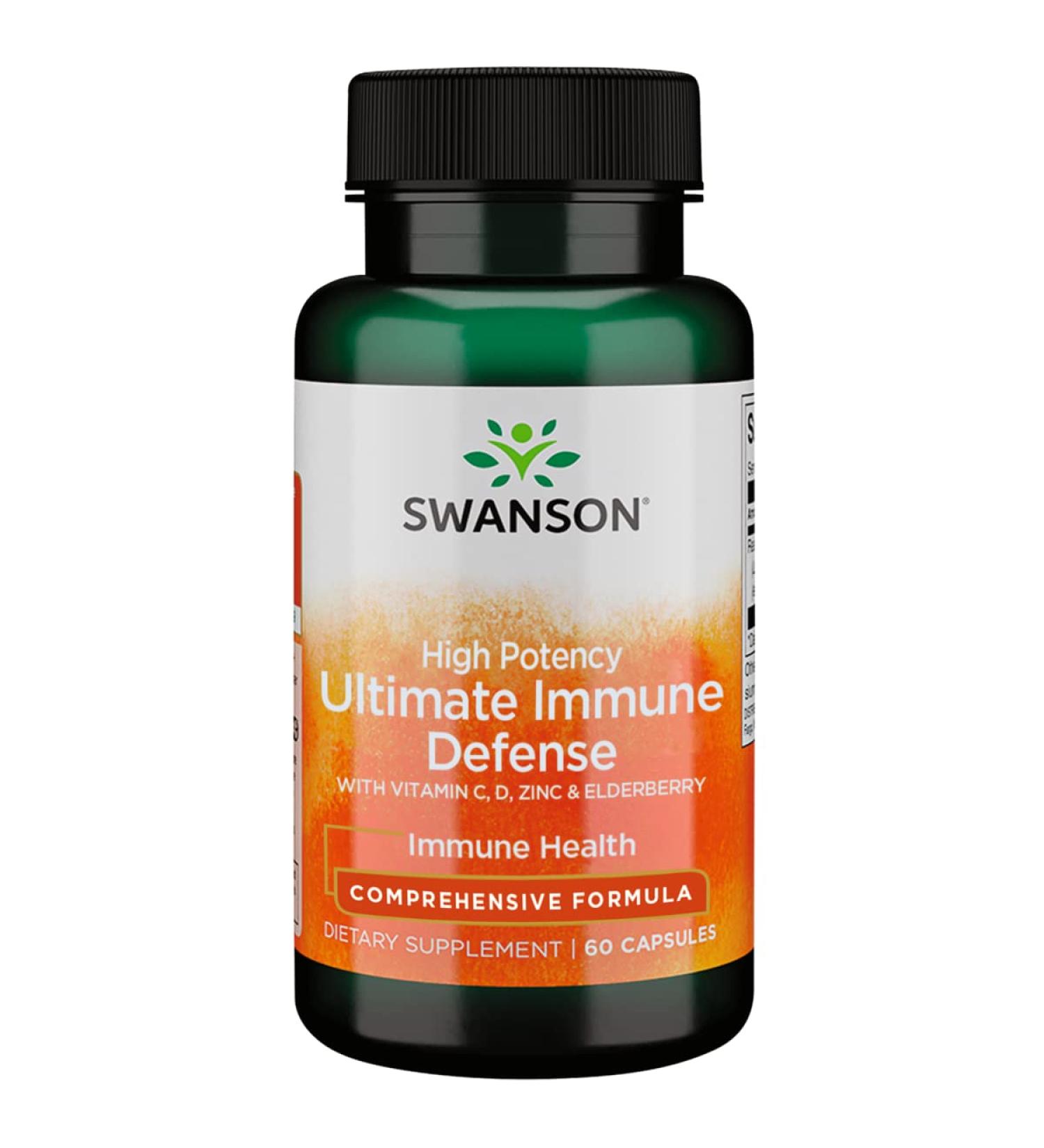 Swanson High Potency Immune Defense Supplement with Vitamin C, Zinc & Elderberry - 60 Capsules - Buy Online on GoSupps.com