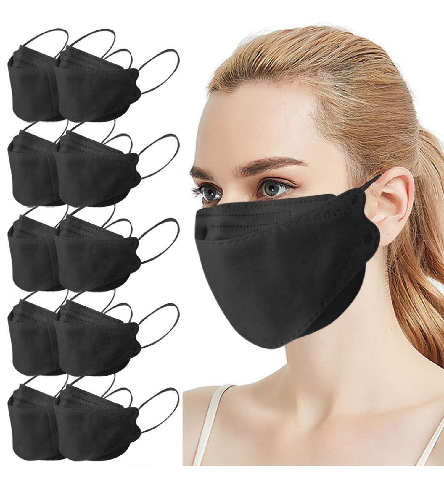 50PC Black Fish Type Disposable_Face_Coverings 4-Ply Comfortable For Adults Outdoor Daily Use - Buy Online on GoSupps.com