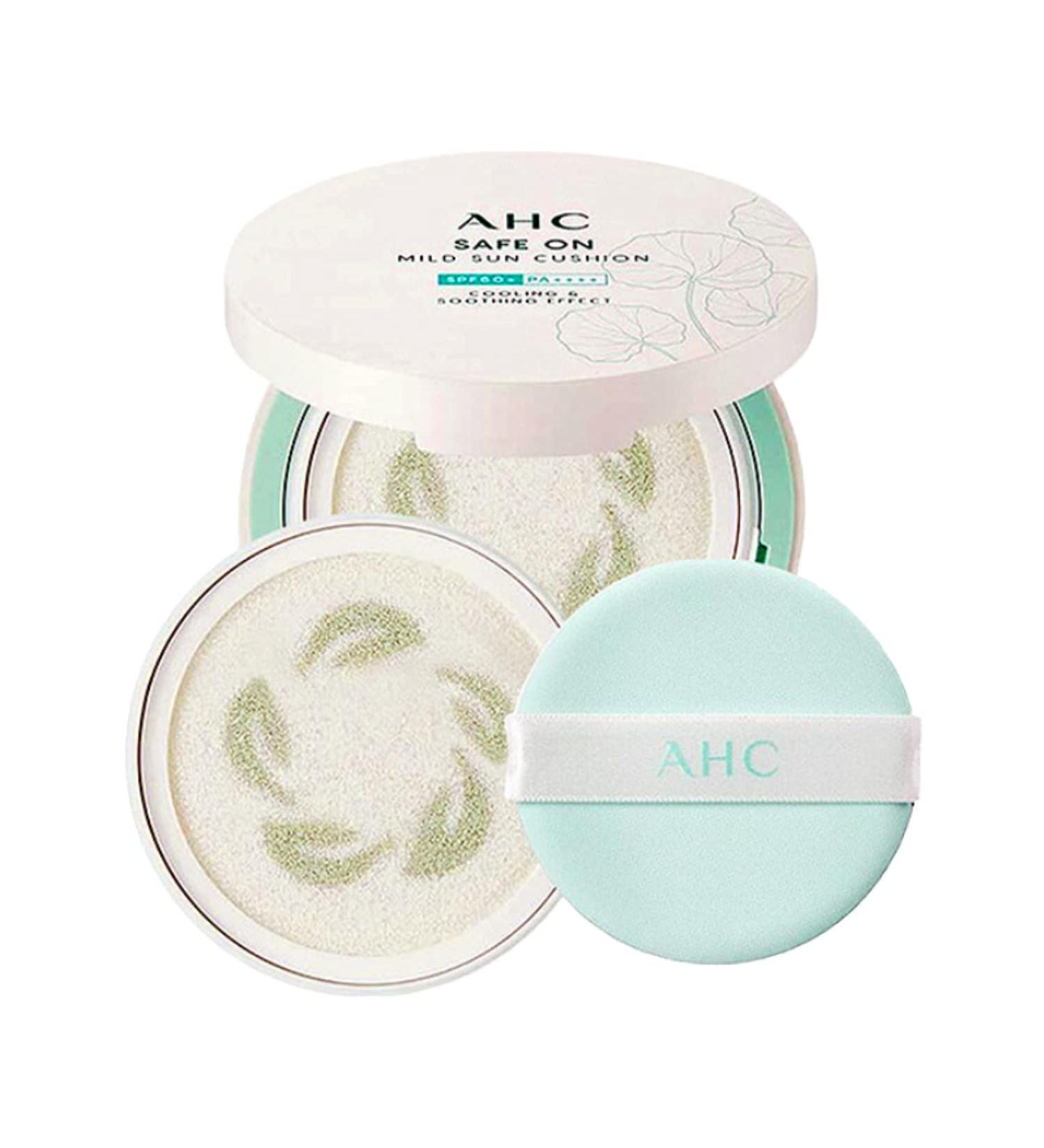 AHC Safe On Mild Sun Cushion SPF 50+ PA++++ (25g + Refill) - UV Protection, Wrinkle Improvement, Cooling & Soothing Care - Buy Online on GoSupps.com