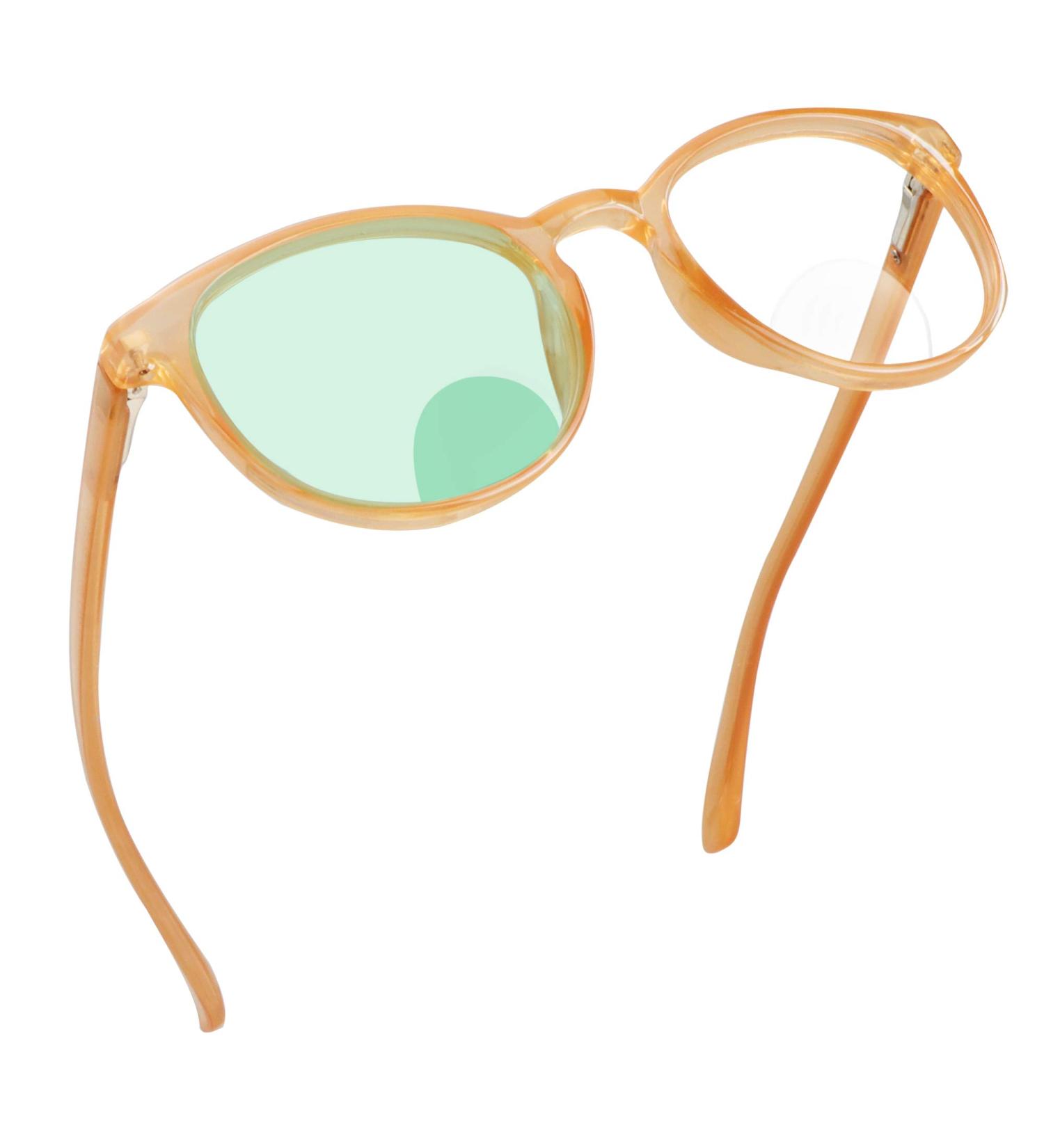 Blue Light Blocking Bifocal Reading Glasses for Men and Women - Oval Frame with Spring Hinge (+0.00/+1.50) - Champagne 1.5x - Buy Online on GoSupps.com