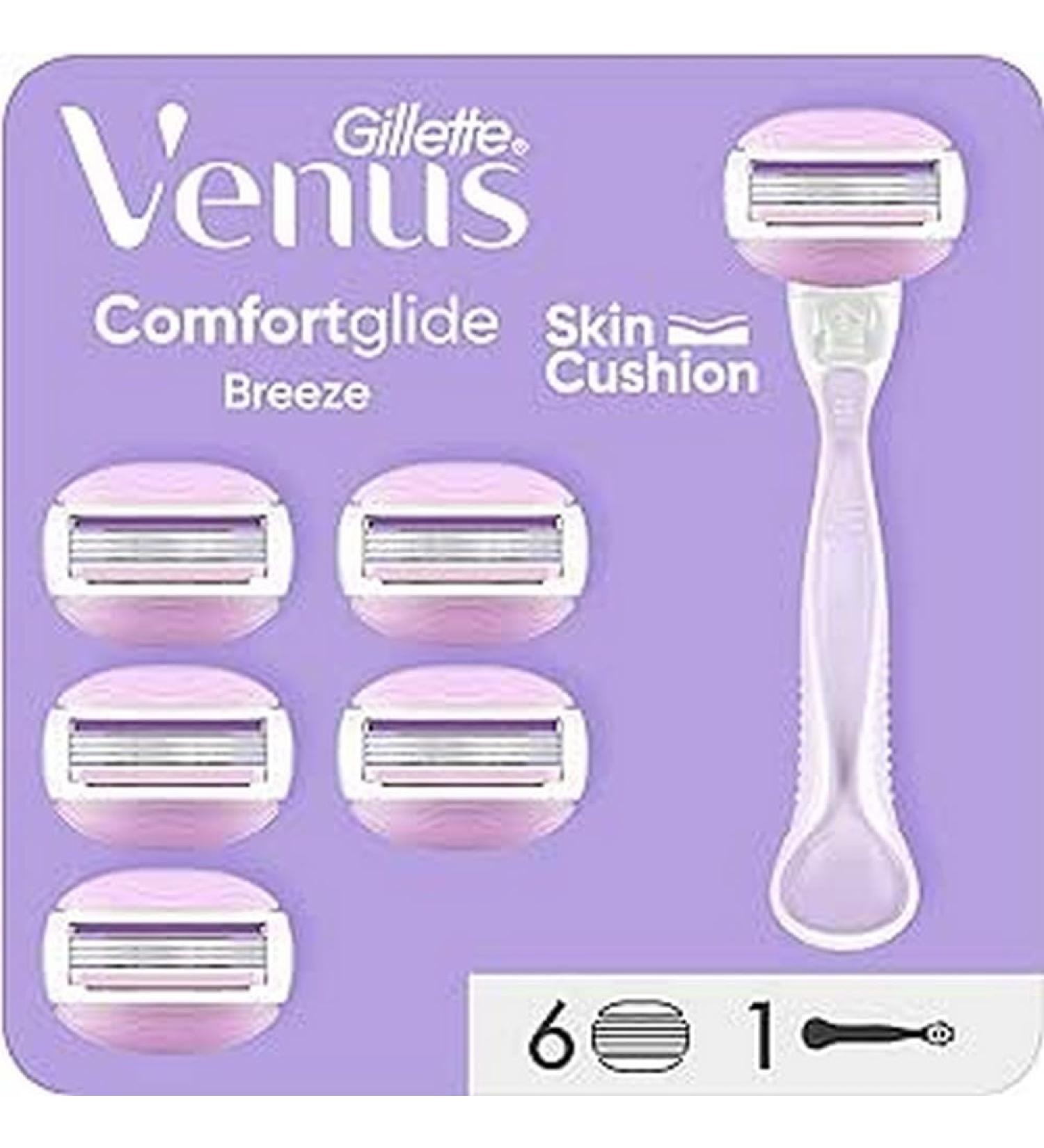  Gillette Venus Gillette Venus ComfortGlide Breeze Razor 1 Handle + 6 Blade Refills 3-Blade Razor for a Smooth Shave Comfort - Buy Online on GoSupps.com