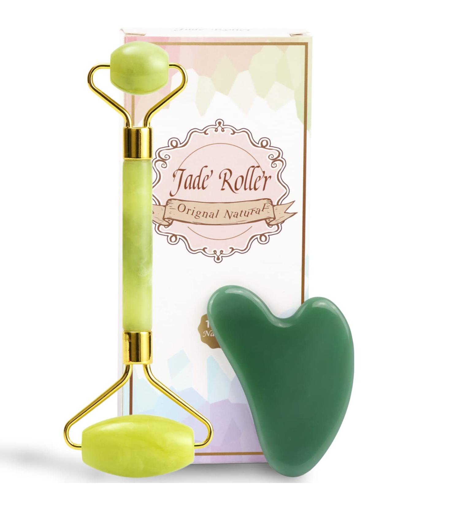 100% Natural Jade Face Roller & Gua Sha Set â€“ Anti-Aging Facial Massage Tools for Skincare - Buy Online on GoSupps.com