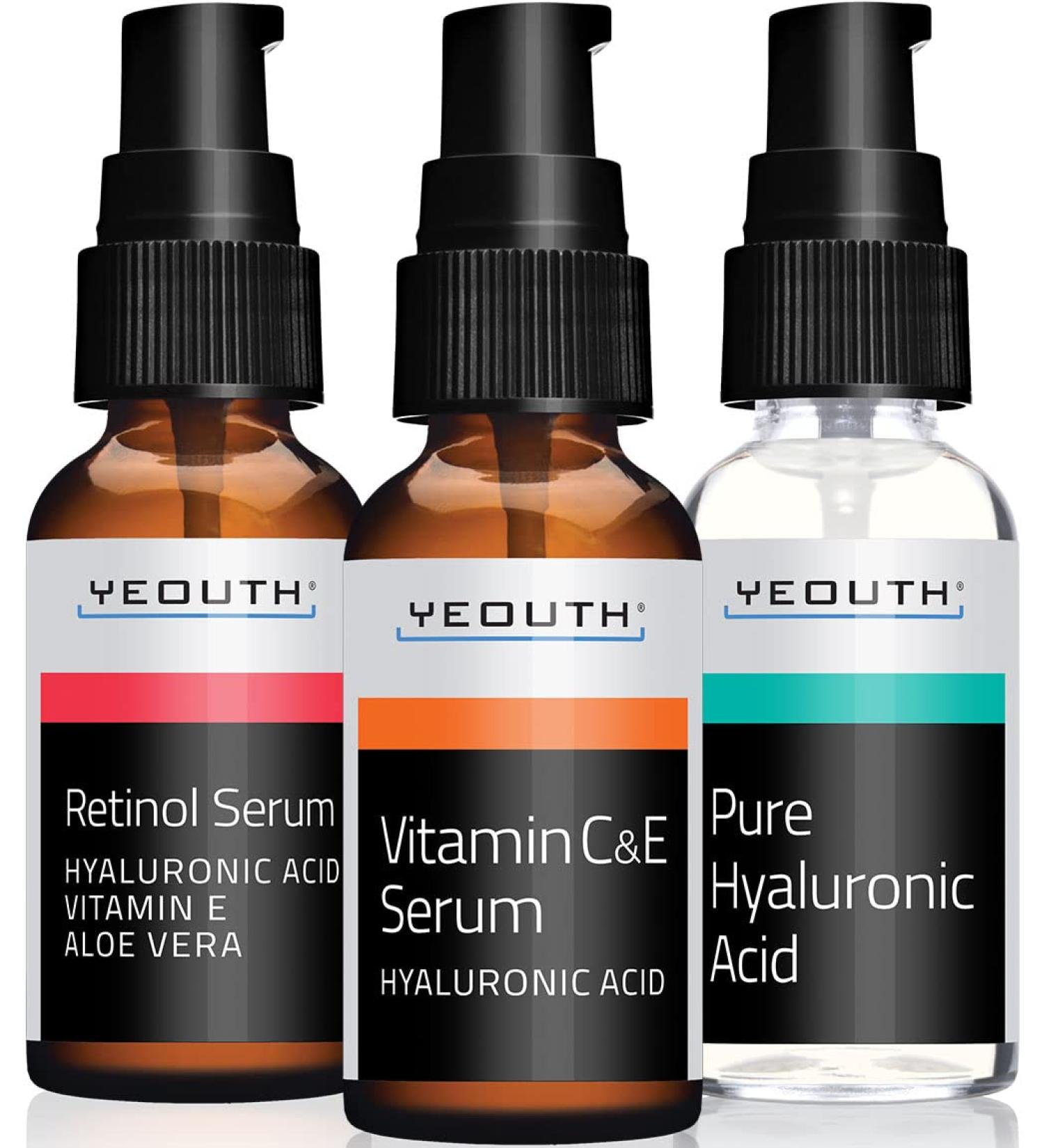 Retinol Face Serum with Vitamin C, Hyaluronic Acid - Anti-Aging & Hydrating Women's Face Serum - YEOUTH 3x1 fl - Buy Online on GoSupps.com