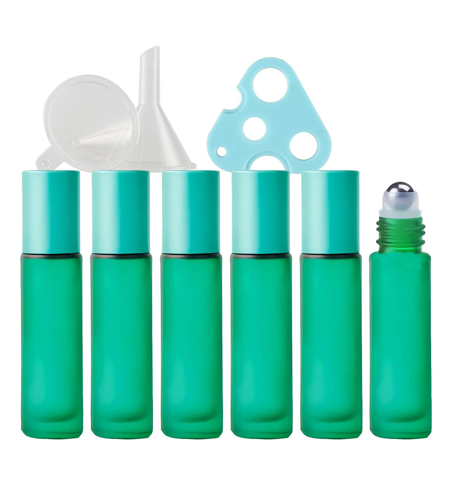 Buy Tianzd 6-Pack 10ml Matt Green Glass Roller Bottles - Essential Oil Rollers with Funnel Aluminum Cap - International Shipping Available - Buy Online on GoSupps.com
