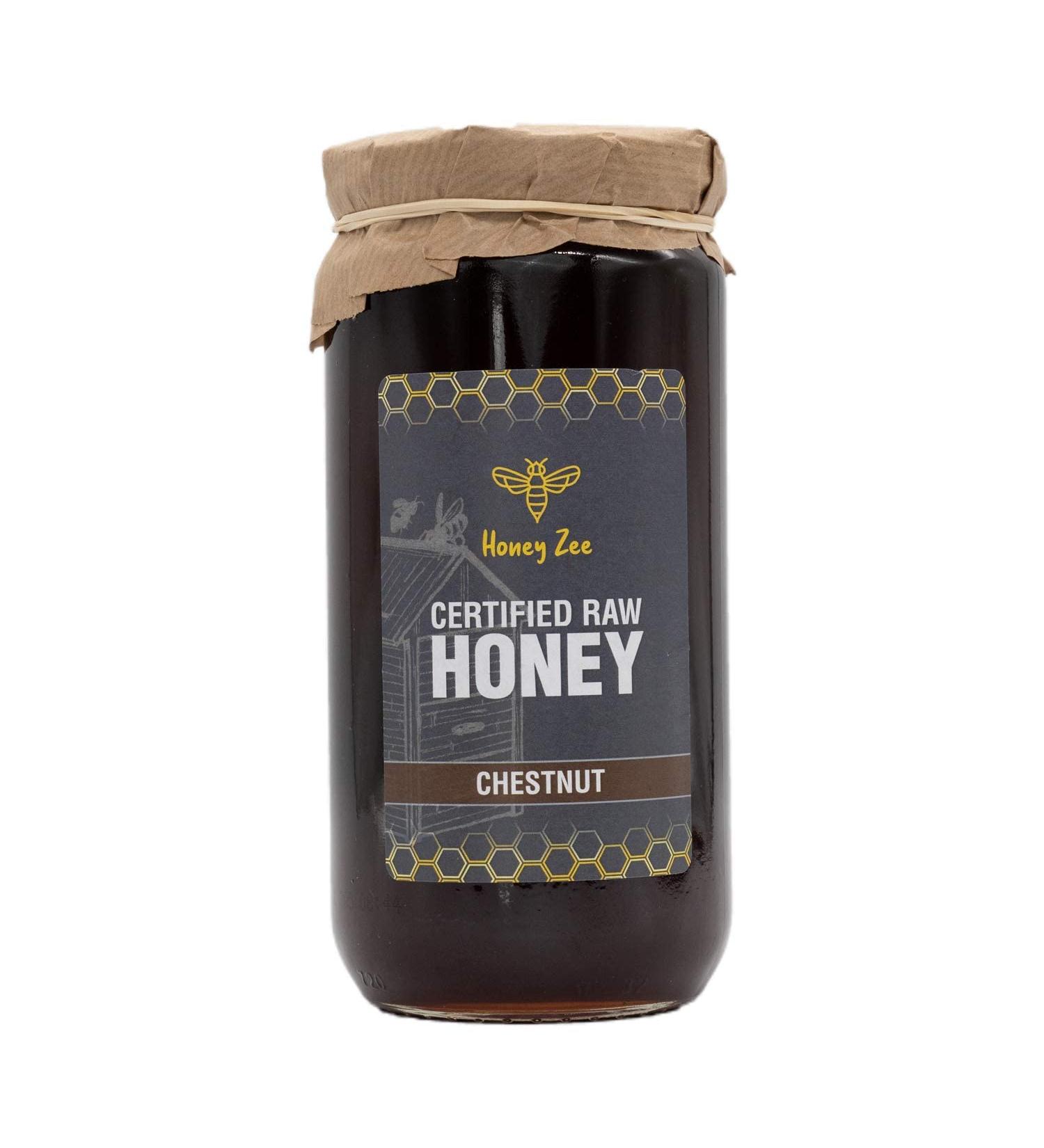 Chestnut Raw Honey Authentic and Natural Sweet Honey Spanish Unfiltered Unpasteurised and Unprocessed 1kg - Buy Online on GoSupps.com