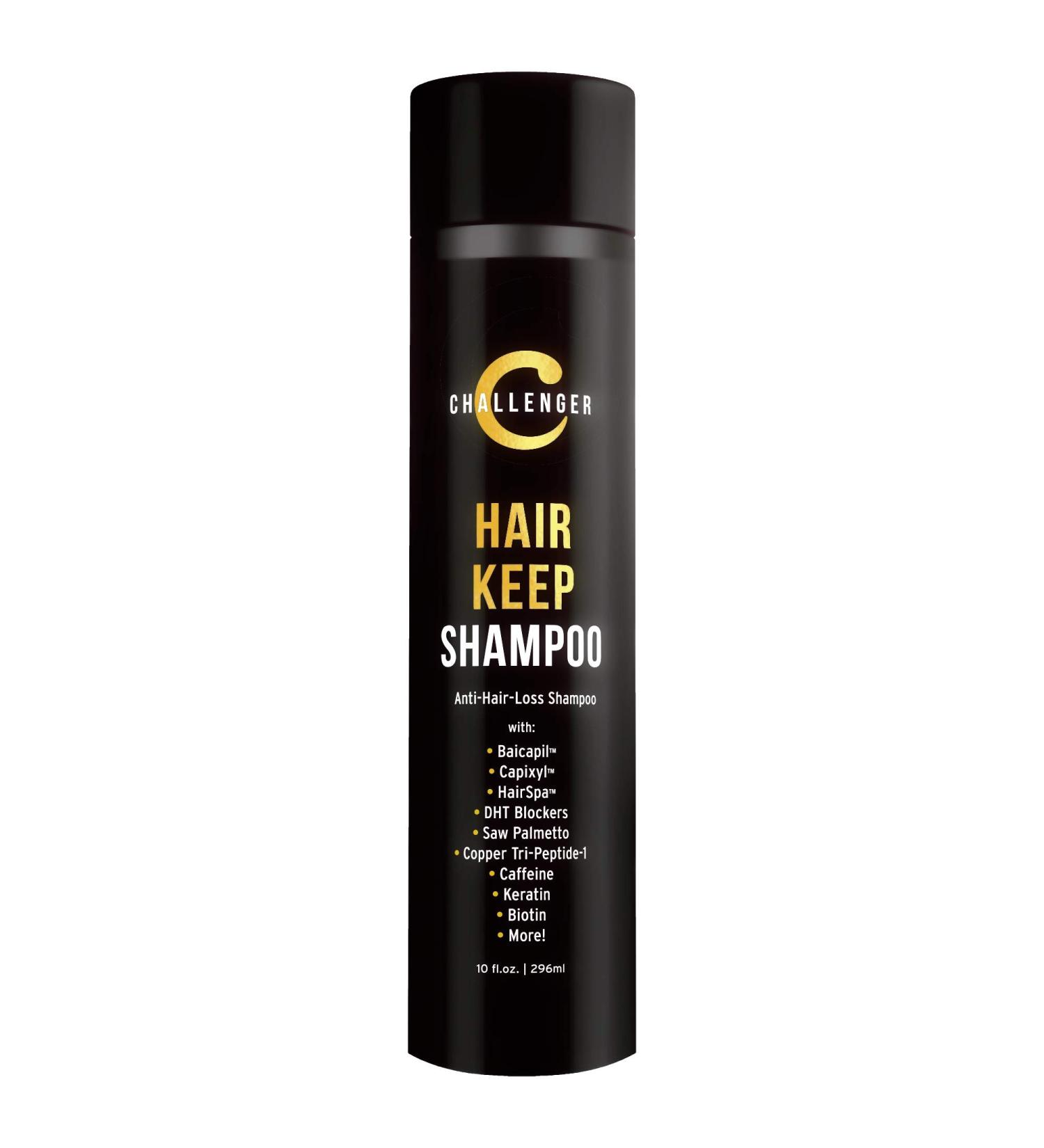 Challenger Men's Hair Keep Shampoo 10 oz | DHT Blocking Hair Growth w/Baicapil, Capixyl, HairSpa | Caffeine, Biotin, Hyaluronic Acid | Saw Palmetto | 2 Month Supply - Buy Online on GoSupps.com