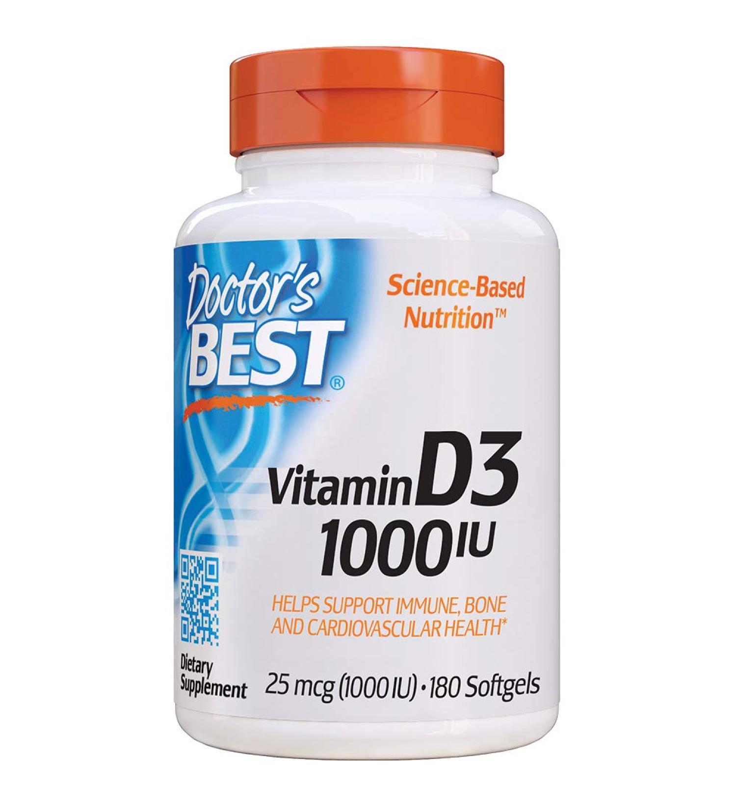 Doctor's Best Vitamin D3 1000 IU Softgel Capsules - 180 Count - Buy Online on GoSupps.com