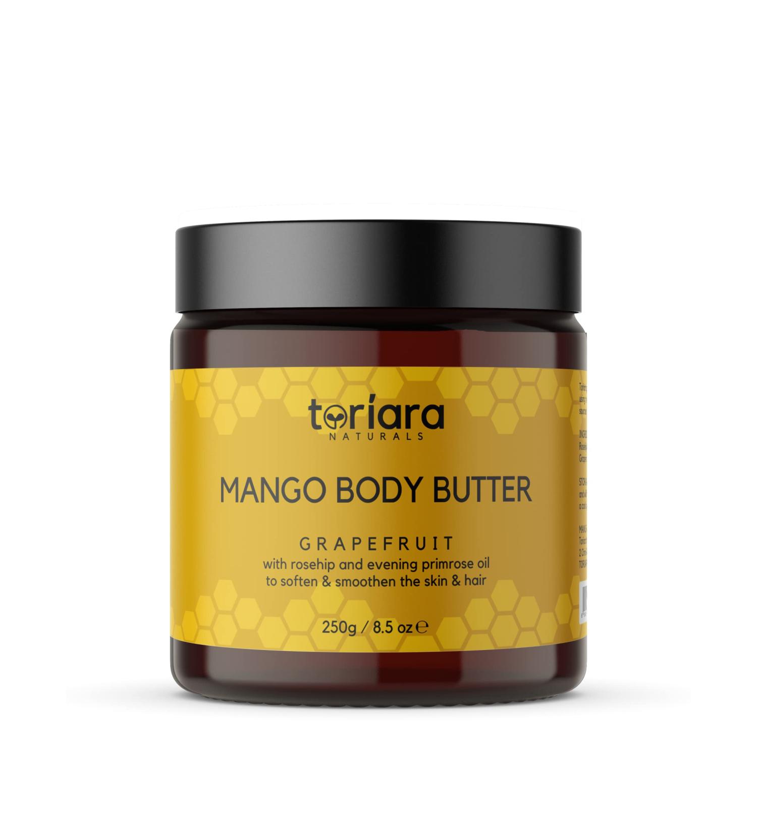 Toriara Naturals Mango Body Butter Natural Anti-Aging Properties Grapefruit Rosehip Evening Primrose Oil- Soften and Smoothen 250g - Buy Online on GoSupps.com