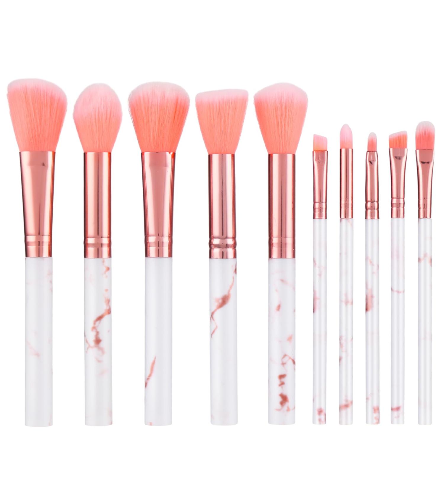 Shop WLLHYF 10-Piece Marble Makeup Brushes Set | Soft Pink Bristles for Eyeshadow Foundation & More - Professional Cosmetic Tools - Buy Online on GoSupps.com