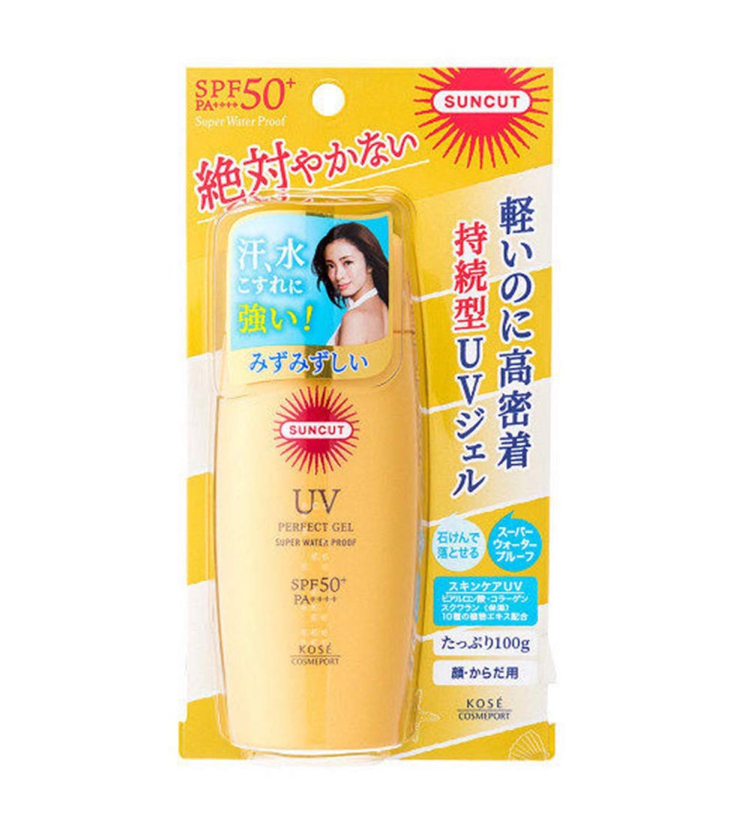 Kose Sunscreen New Suncut Perfect UV Gel Super Waterproof SPF 50 + PA ++++ 100g (Green Tea Set)