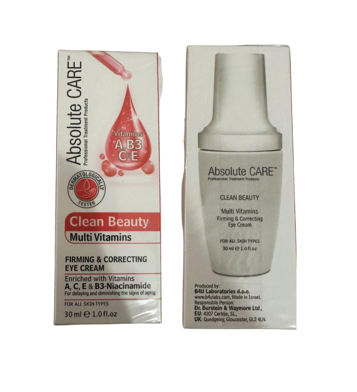 Absolute Care Clean Beauty Multi-Vitamins Firming & Correcting Eye Cream for All Skin Types - Buy Online on GoSupps.com