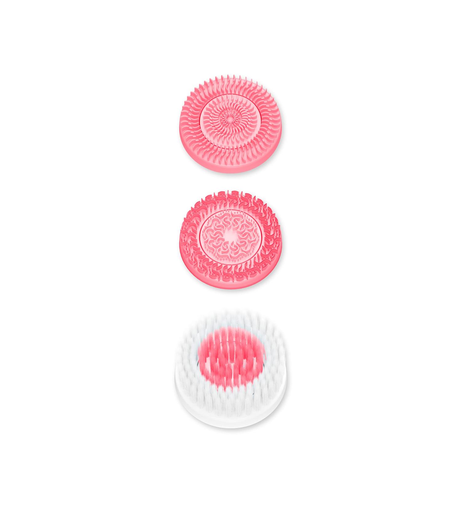 Lumineo 3-piece pack (3 brush heads) replacement brush head replacement heads for cleaning brush (pink)