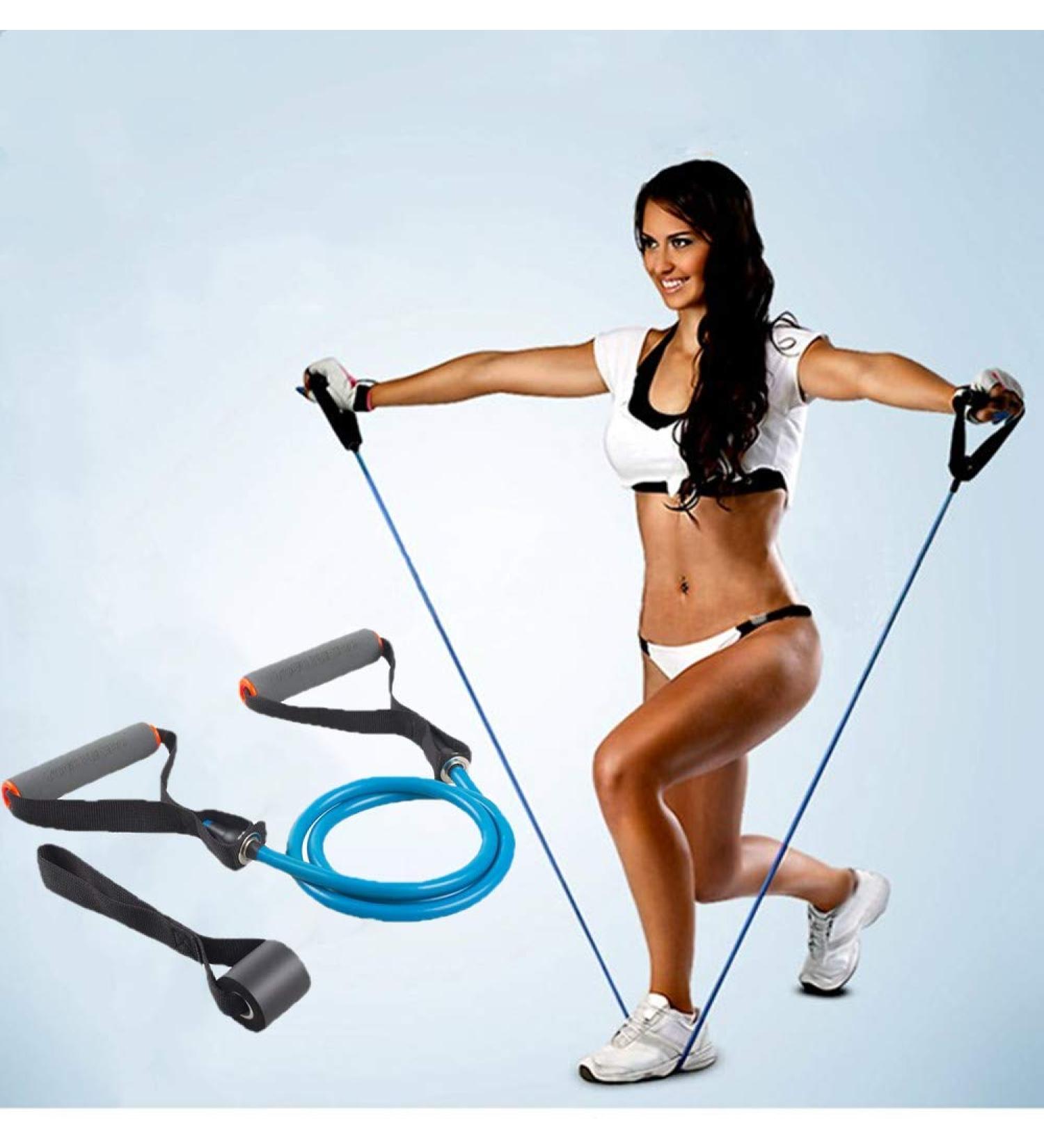 TOCO FREIDO Single Resistance Bands Workout Bands with Handles and The Exercise Bands with Door Anchor Suitable for Resistance Training Physical Therapy Home Workouts Boxing Training Blue - Buy Online on GoSupps.com