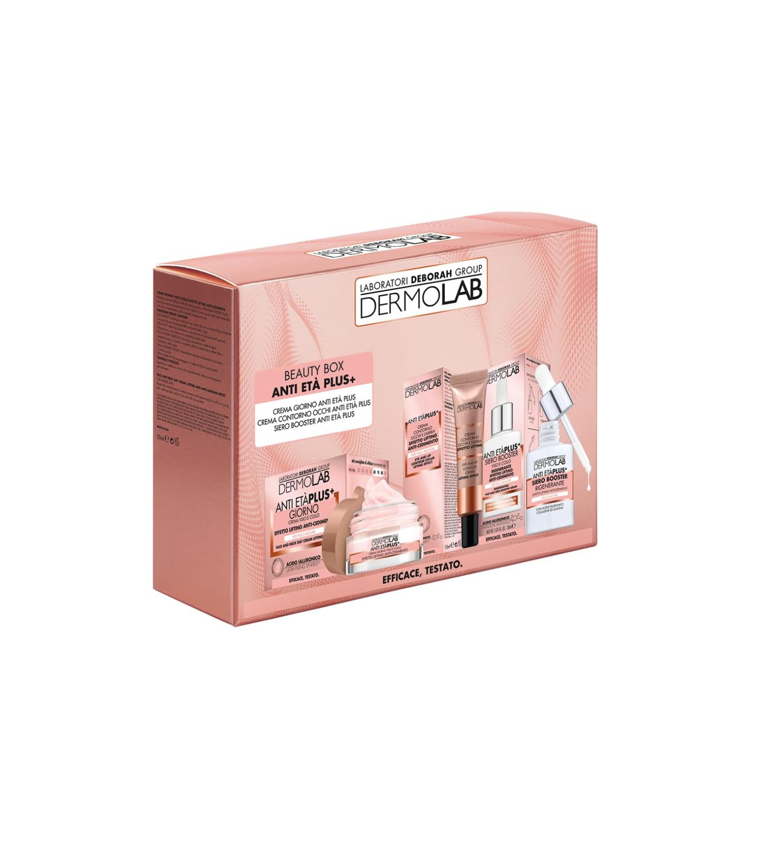 Dermolab - Beauty Box Anti-Age Plus with Face and Neck Day Cream 50ml Firming Lifting Effect Eye and Lip Contour Cream 15ml Smoothing and Booster Serum 30ml Toning - Buy Online on GoSupps.com