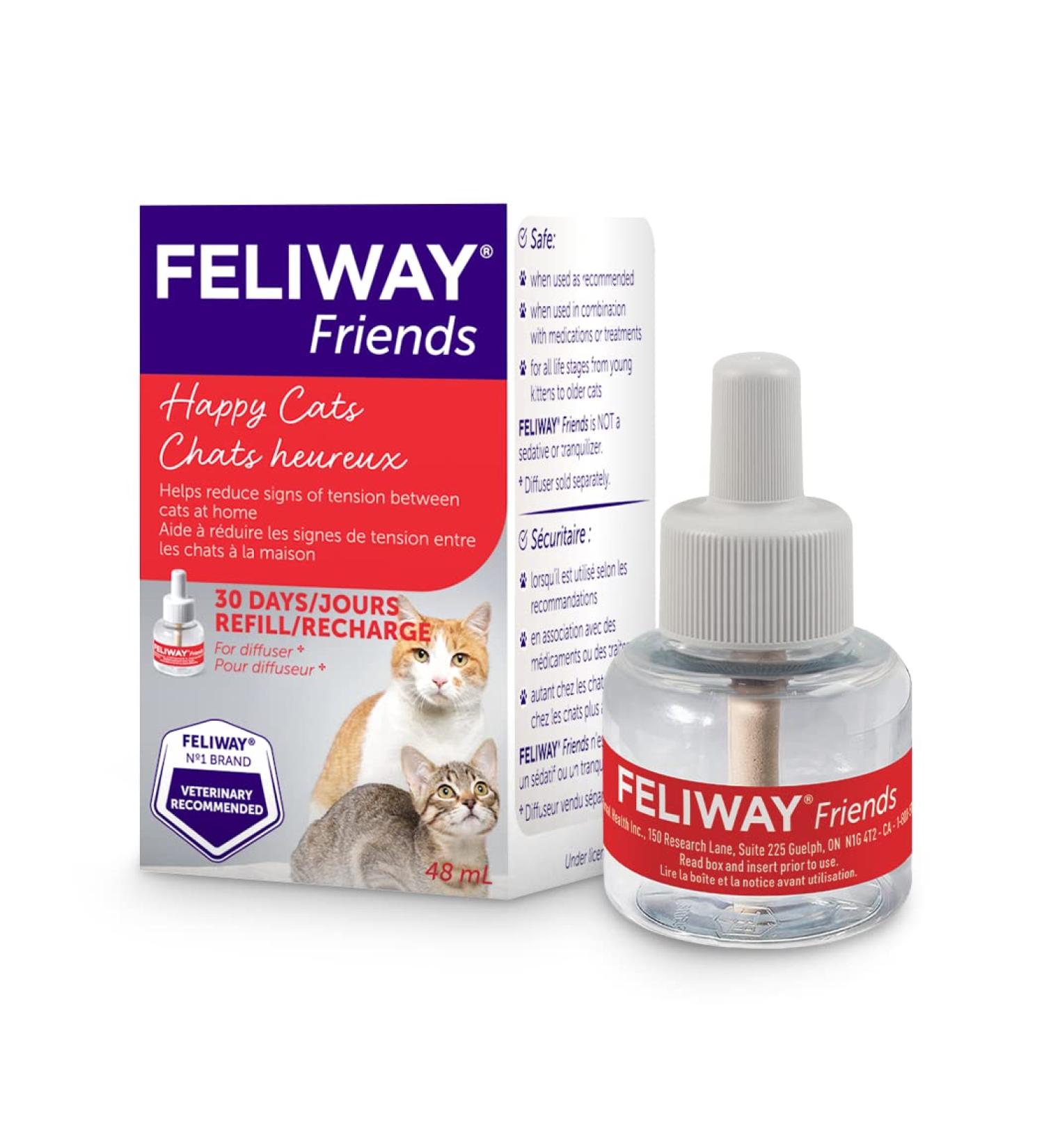 FELIWAY Friends Diffuser Refill (FELIWAY MultiCat) - Use with FELIWAY Cat Diffusers - Helps Reduce Fighting Tension and Conflicts Between Cats in The Home (30 Day Supply FELIWAY Refill D894) - Buy Online on GoSupps.com