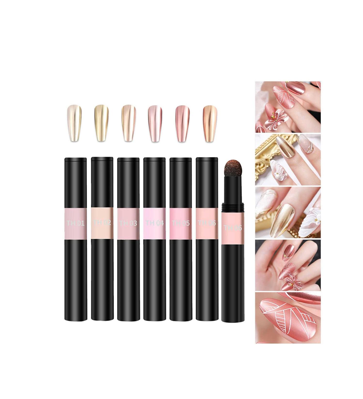 Chrome Air Cushion Nail Powder Pen - Holographic Mirror Effect Manicure Magic Pen - Laser Gold Silver Phantom Sponge Nail Pen - 1PC - Buy Online on GoSupps.com