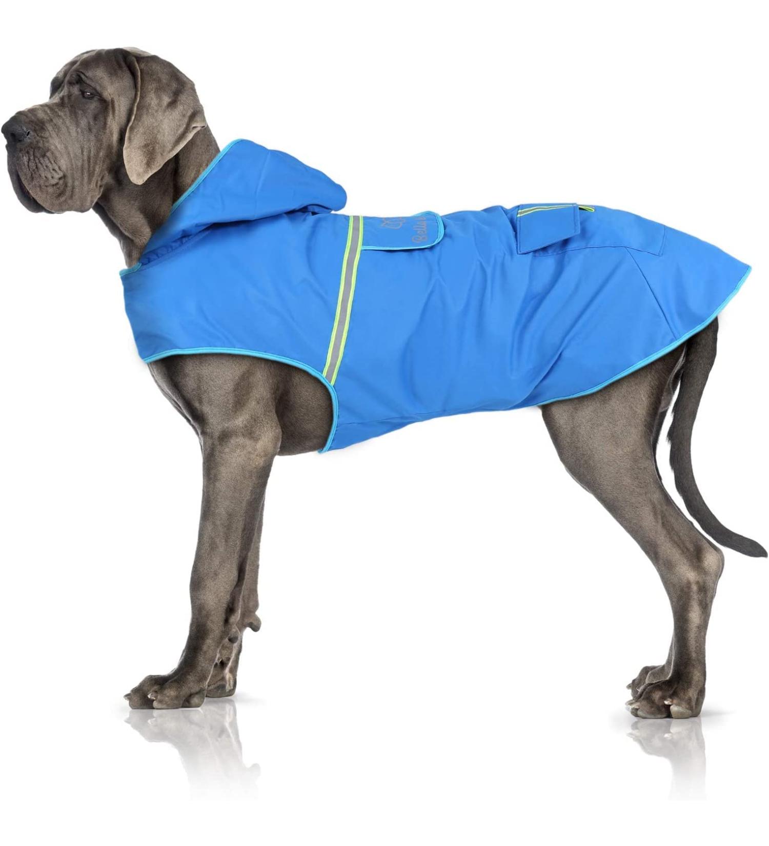 Bella & Balu Waterproof Dog Coat with Hood & Reflectors | Dry Safe Walks & Dog Playtime | XL Blue Dog Diapers - International Shipping - Buy Online on GoSupps.com